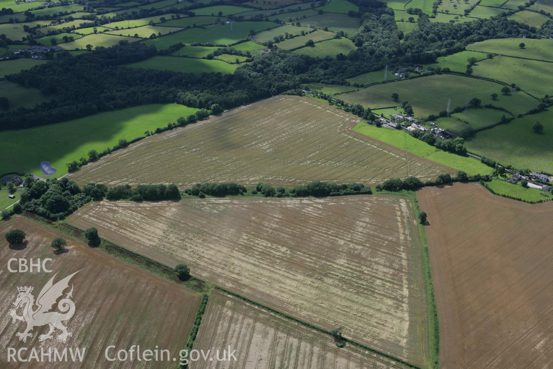 RCAHMW colour oblique aerial photograph of a section of Offa's Dyke in Plas Power Park. Taken on 24 July 2007 by Toby Driver