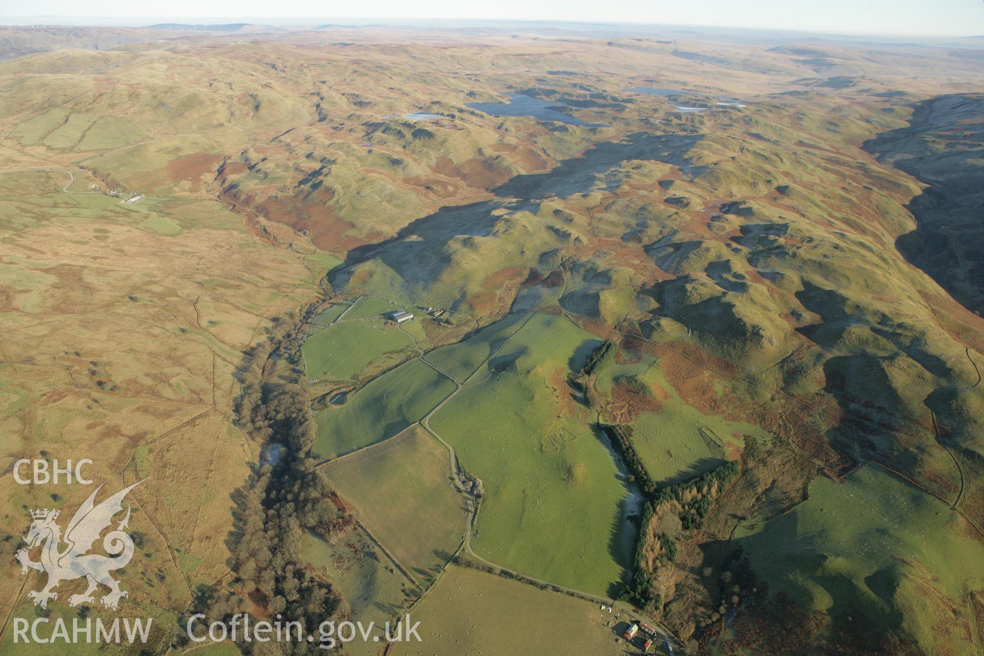 RCAHMW colour oblique photograph of the Troed y Rhiw landscape. Taken by Toby Driver on 20/12/2007.