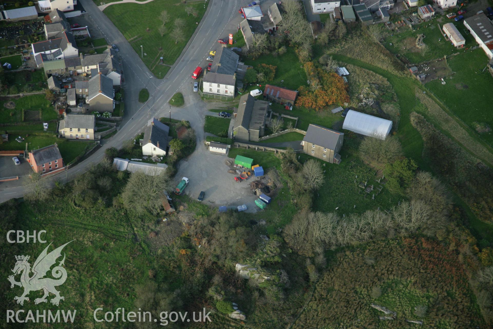 RCAHMW colour oblique photograph of Castell Maenclochog, site of excavations. Taken by Toby Driver on 06/11/2007.