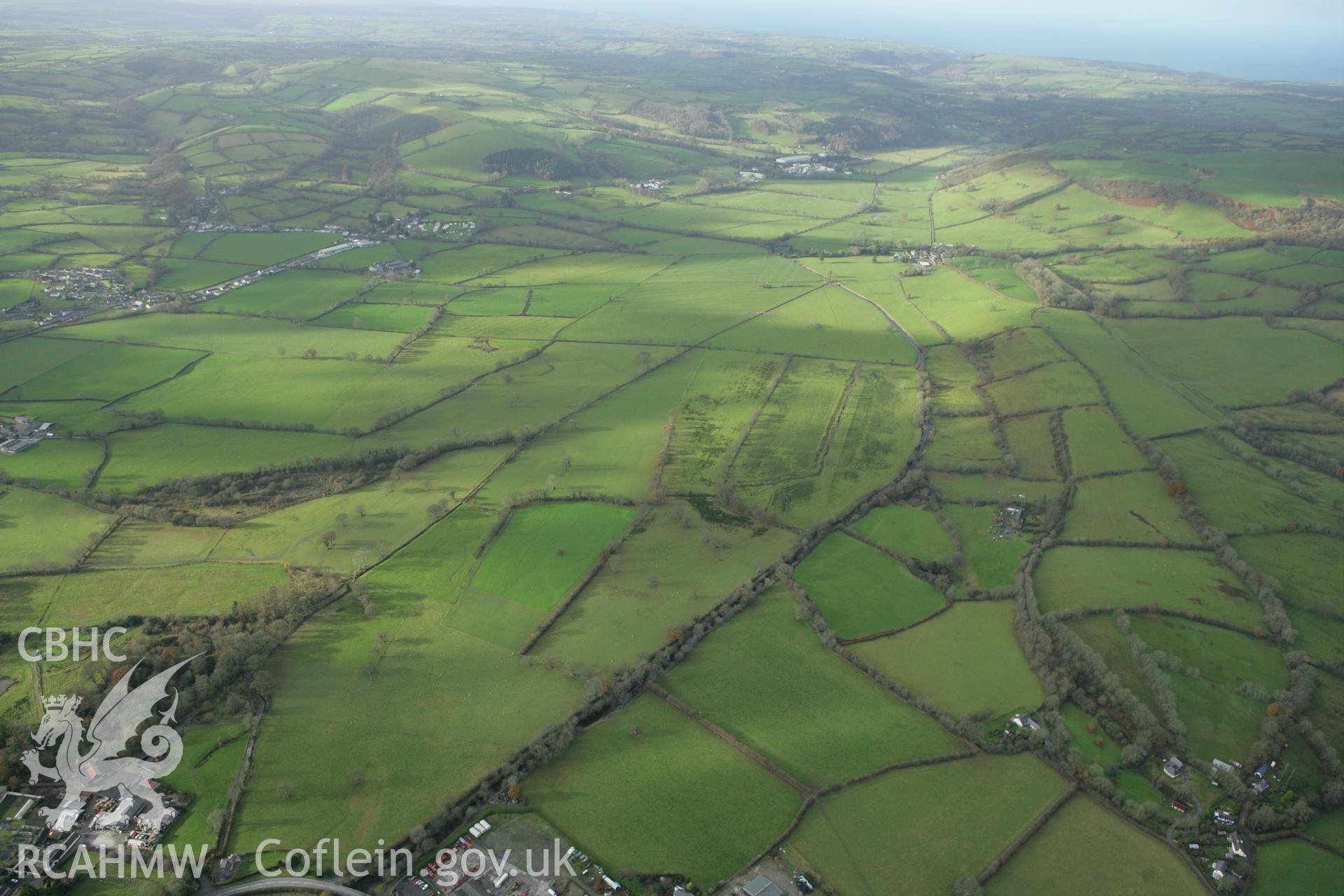 RCAHMW colour oblique photograph of Aeron Valley landscape from Talsarn, looking from South East. Taken by Toby Driver on 29/11/2007.