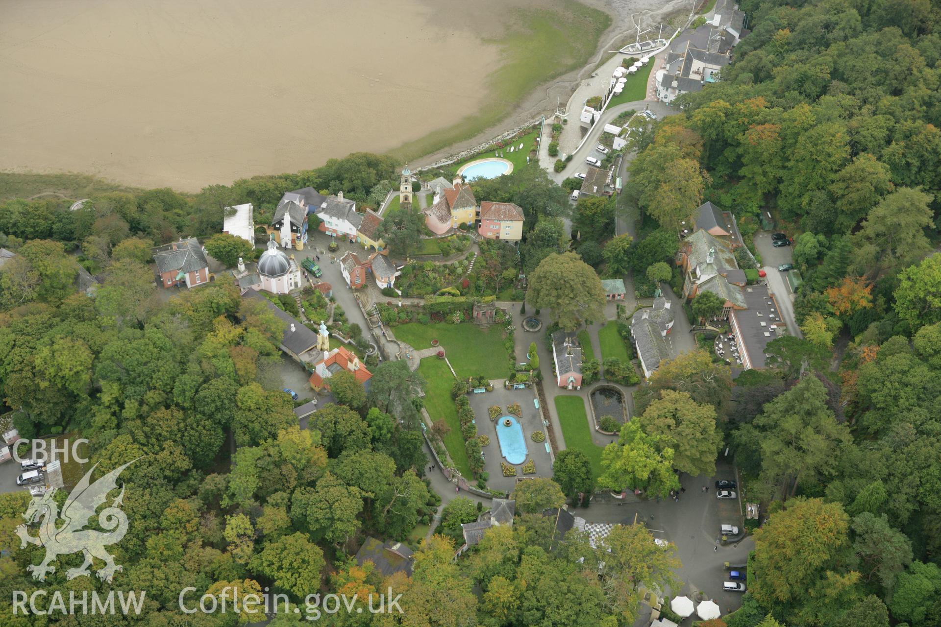 RCAHMW colour oblique photograph of Portmeirion grounds and gardens. Taken by Toby Driver on 08/10/2007.