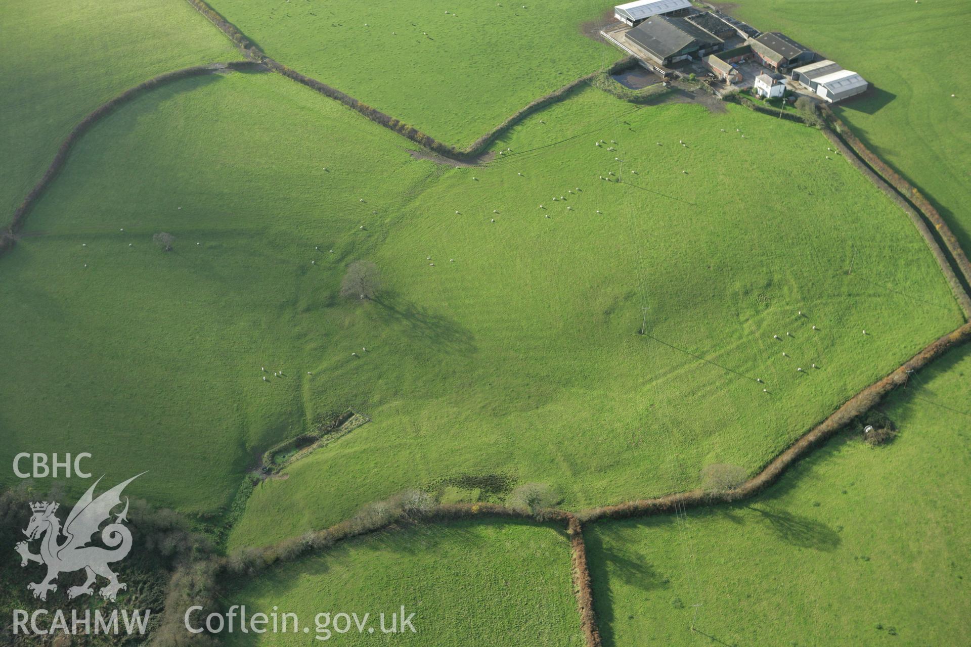 RCAHMW colour oblique photograph of Maesgwyn, deserted rural settlement earthworks. Taken by Toby Driver on 29/11/2007.