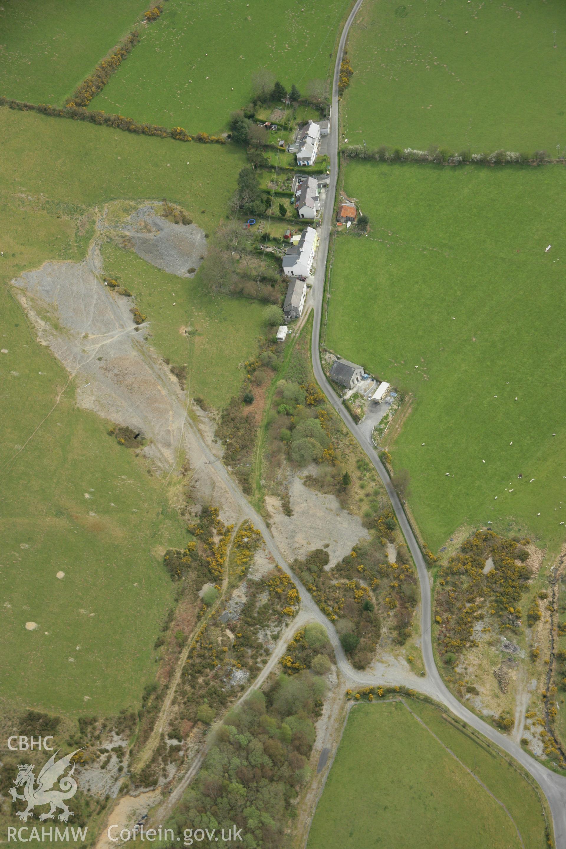 RCAHMW colour oblique aerial photograph of Cwmerfin Lead Mine. Taken on 17 April 2007 by Toby Driver