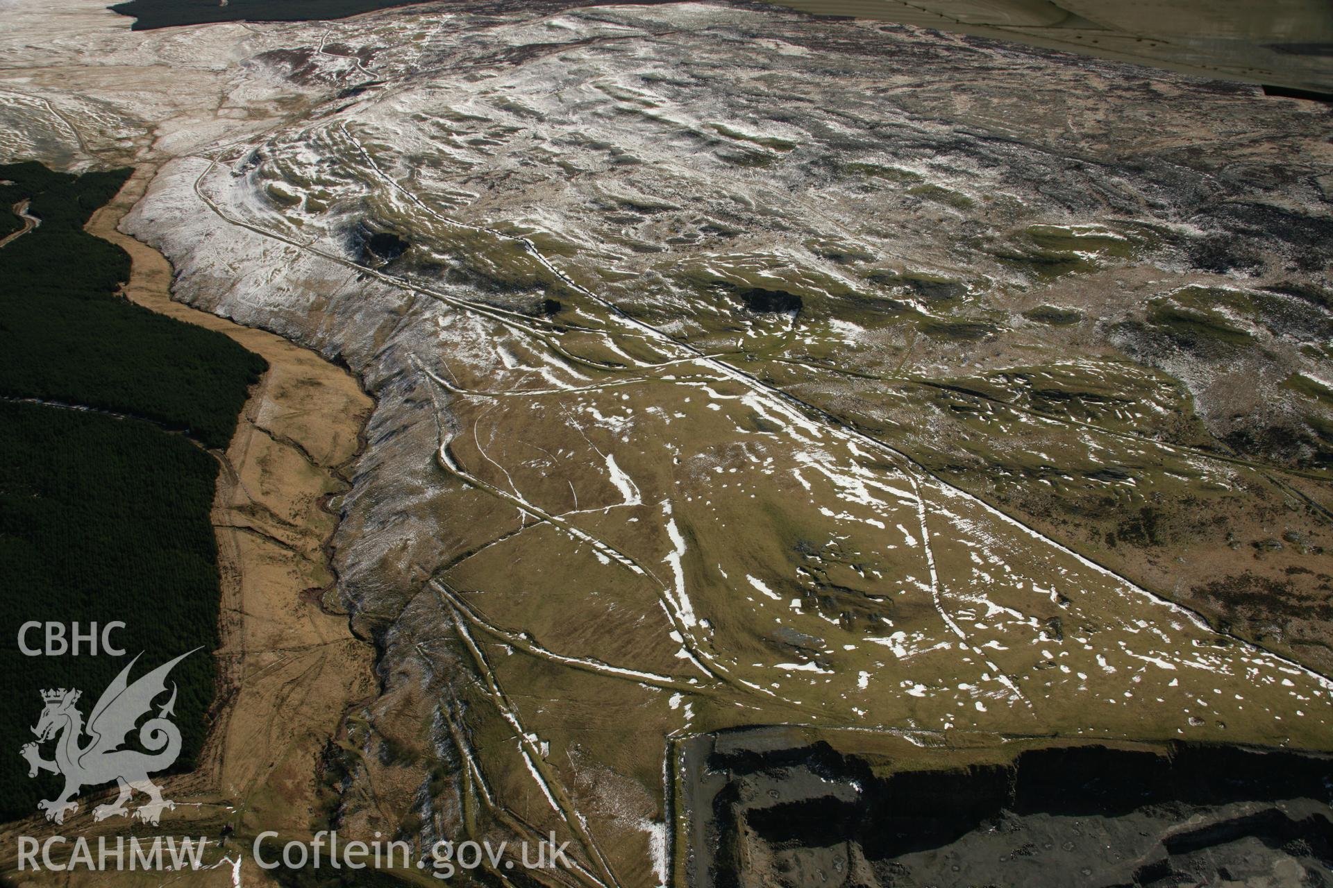 RCAHMW colour oblique aerial photograph of Penwyllt Limestone Quarry 2 and tramroads. Taken on 21 March 2007 by Toby Driver