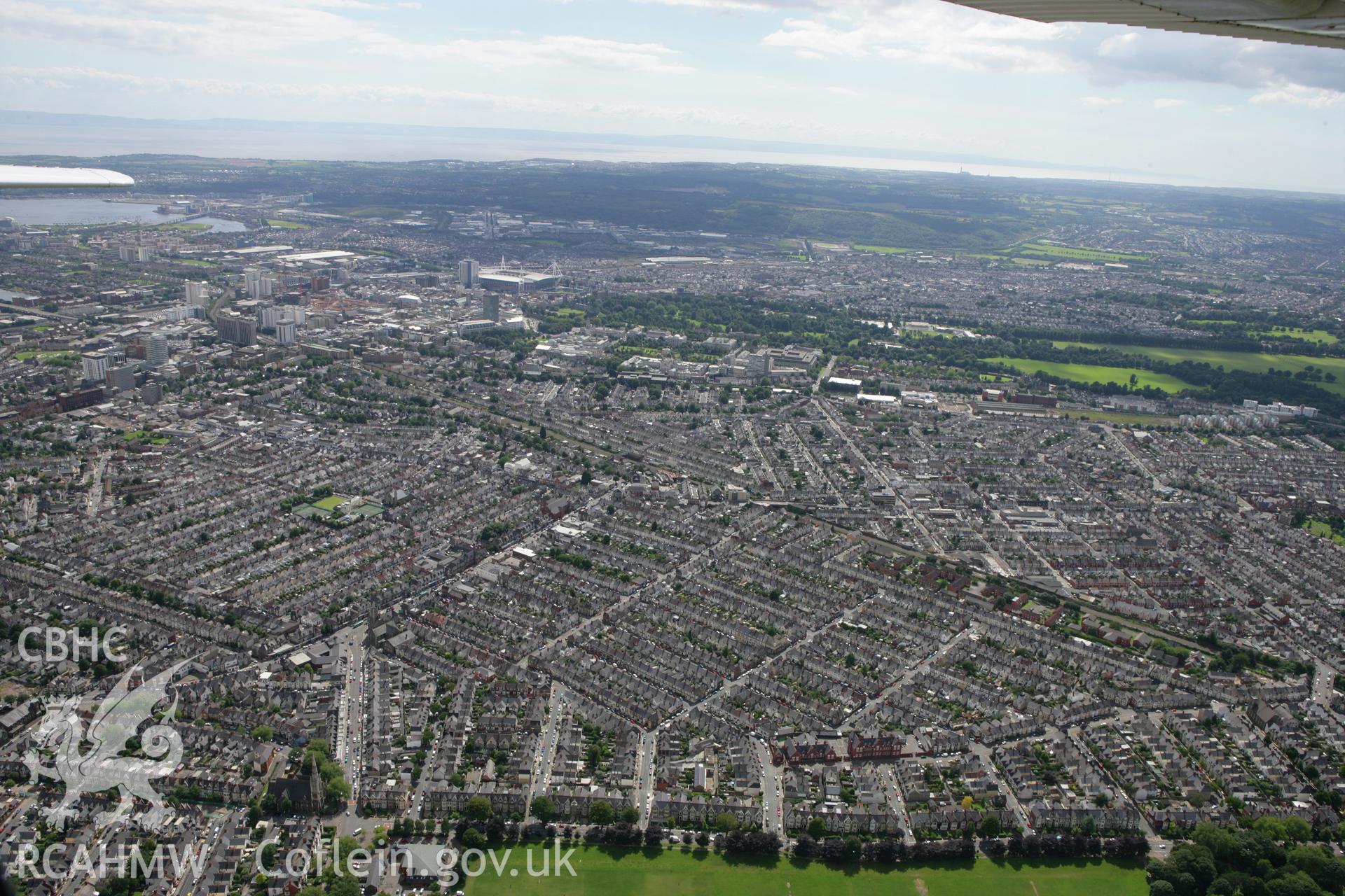 RCAHMW colour oblique aerial photograph of Roath Park Primary School, Pen y Wain Road with terraced housing, viewed from the east. Taken on 30 July 2007 by Toby Driver