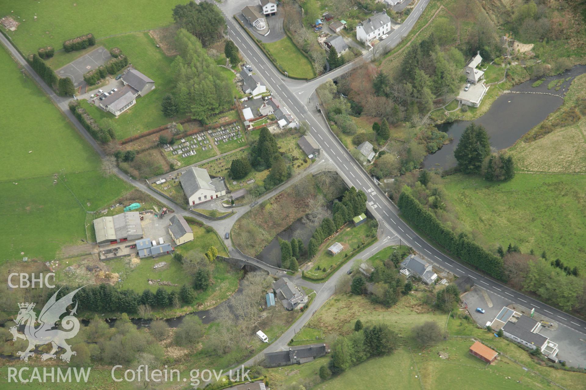 RCAHMW colour oblique aerial photograph of Ponterwyd Old Bridge. Taken on 17 April 2007 by Toby Driver