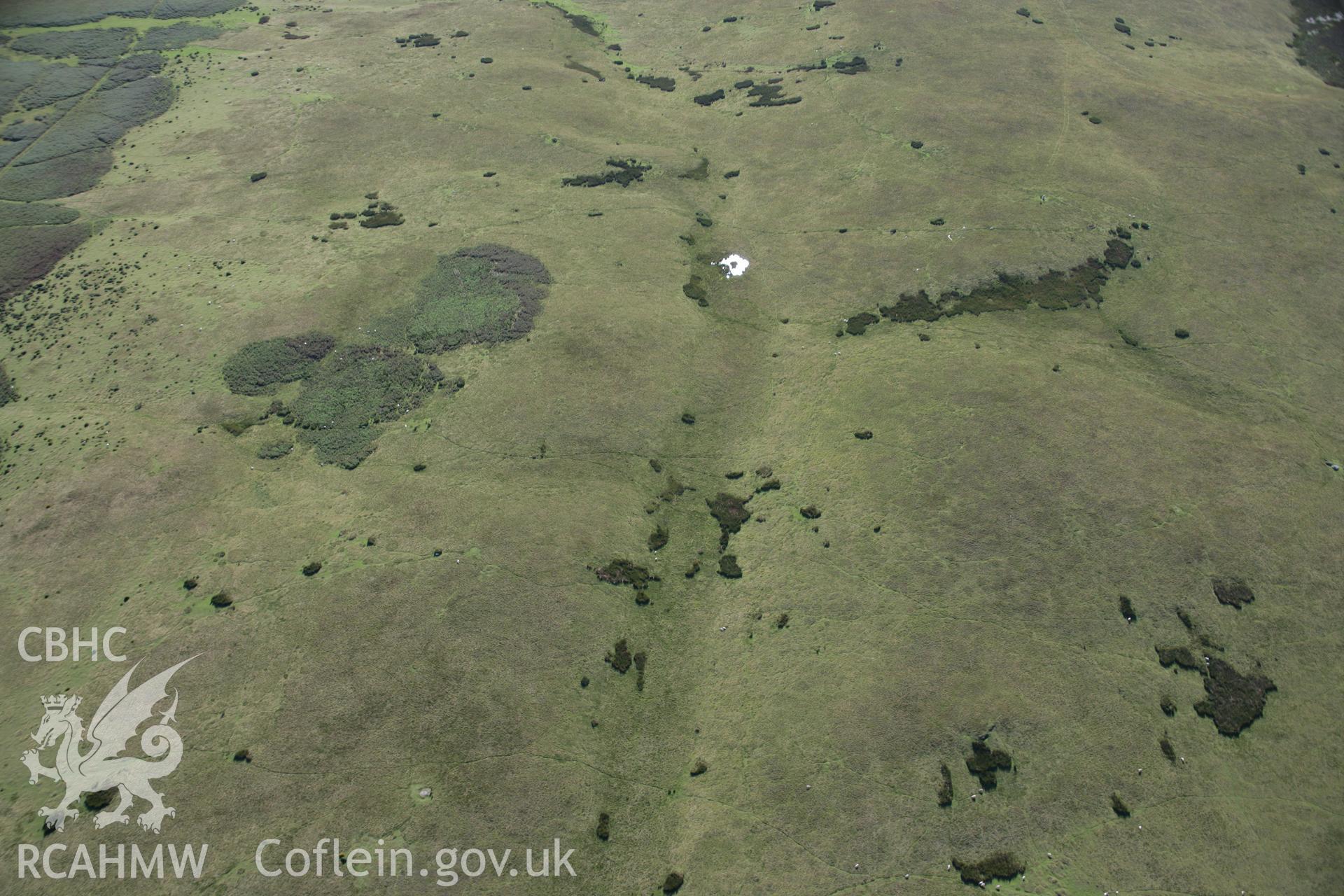 RCAHMW colour oblique aerial photograph of Banc y Celyn Stone Circle. Taken on 08 August 2007 by Toby Driver