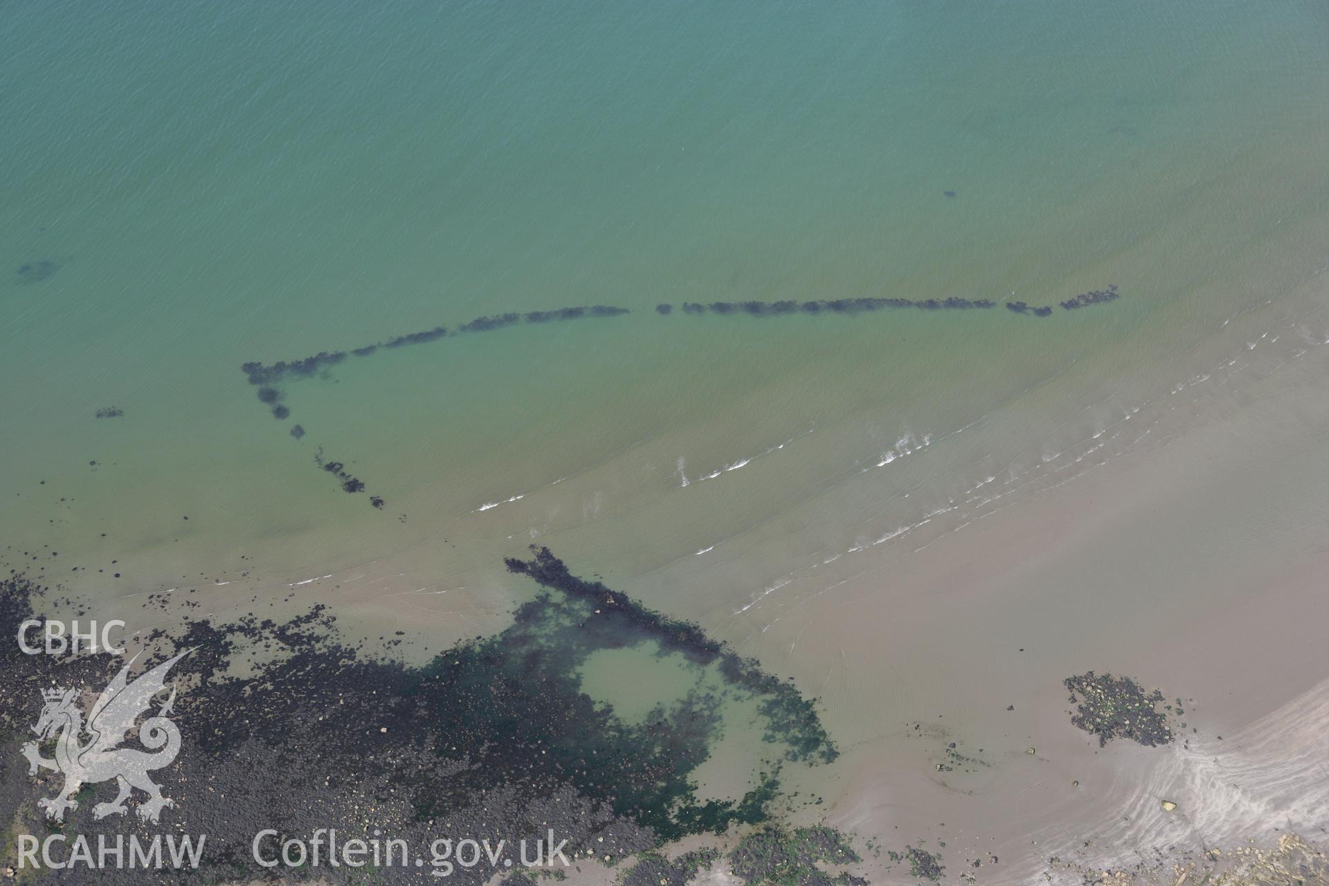 RCAHMW colour oblique aerial photograph of Poppit Fish Trap, dated  01 August 2007.