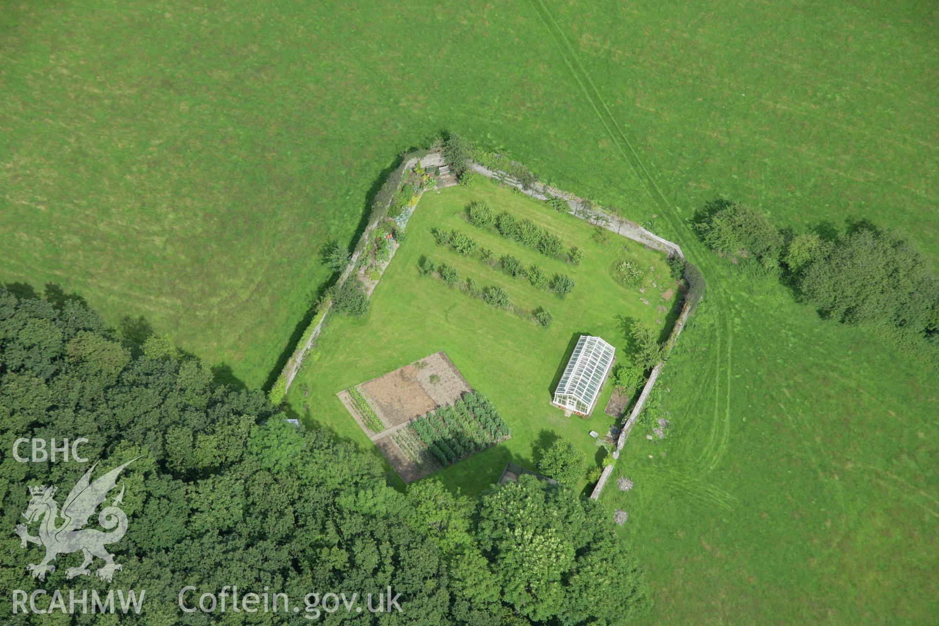 RCAHMW colour oblique aerial photograph of Llwynywormwood House and Garden. Taken on 09 July 2007 by Toby Driver