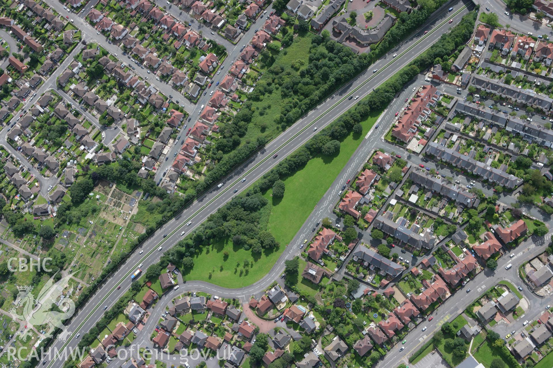 RCAHMW colour oblique aerial photograph of Pen y Lan Roman Site. Taken on 30 July 2007 by Toby Driver