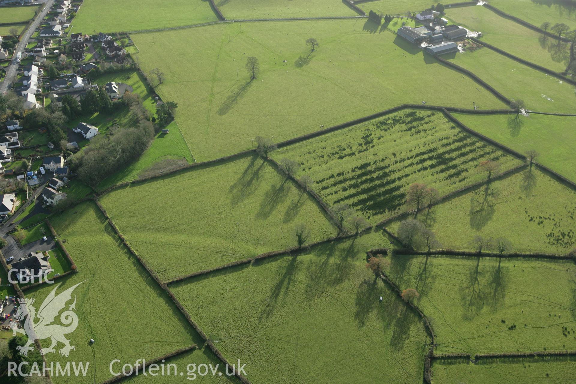 RCAHMW colour oblique photograph of Roman road west of Nantgaredig. Taken by Toby Driver on 29/11/2007.