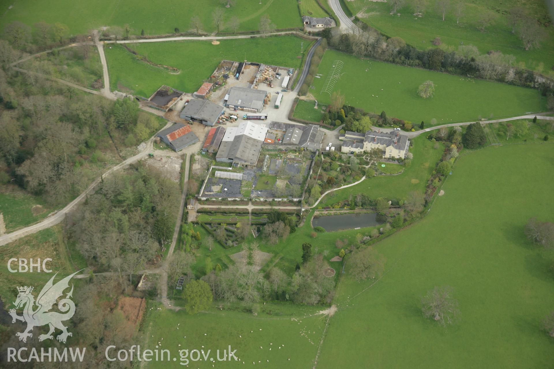 RCAHMW colour oblique aerial photograph of Llanllyr, Talsarn. Taken on 17 April 2007 by Toby Driver