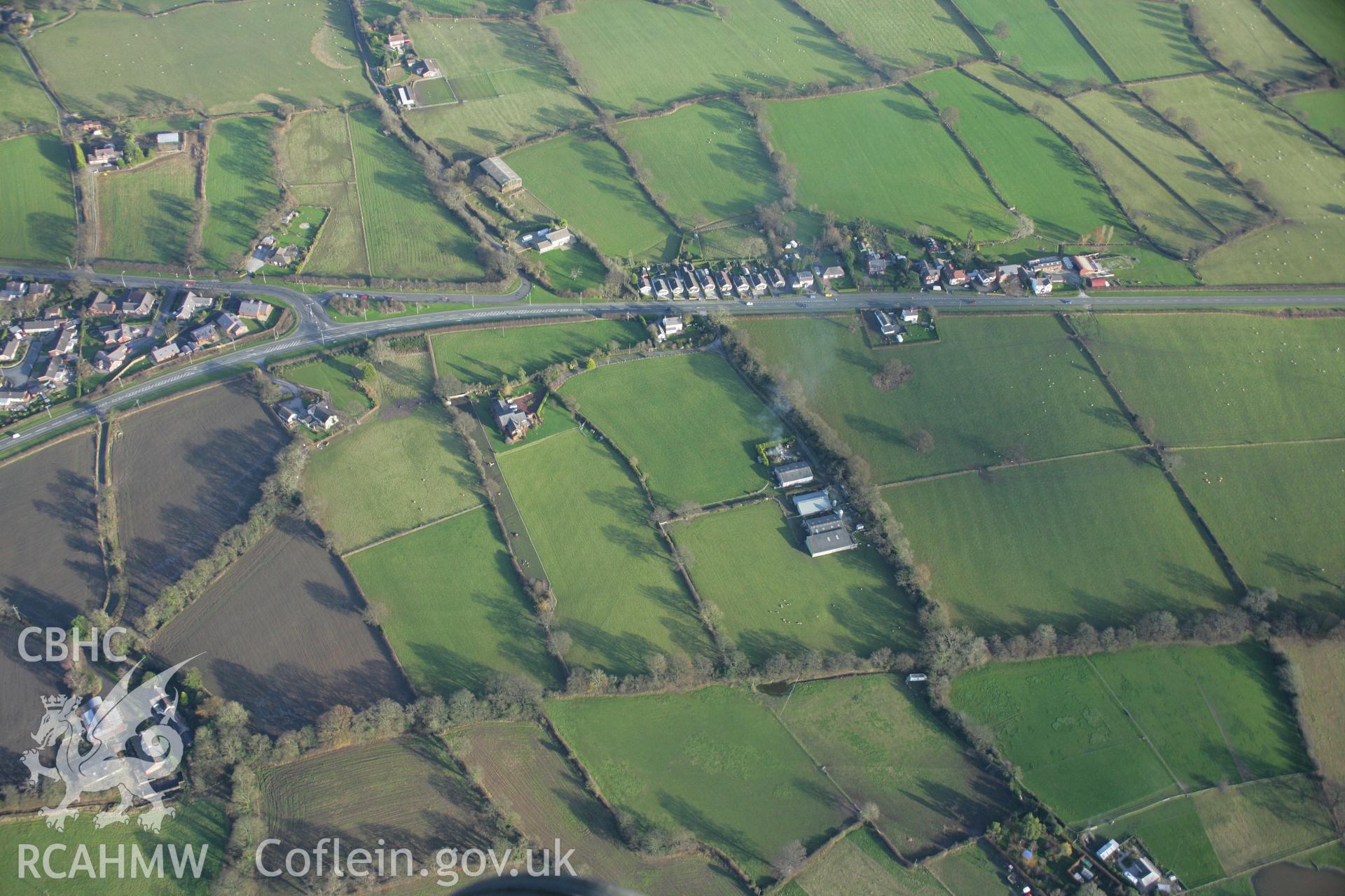 RCAHMW colour oblique photograph of Wat's Dyke south of Rhos-y-Brwyner. Taken by Toby Driver on 11/12/2007.