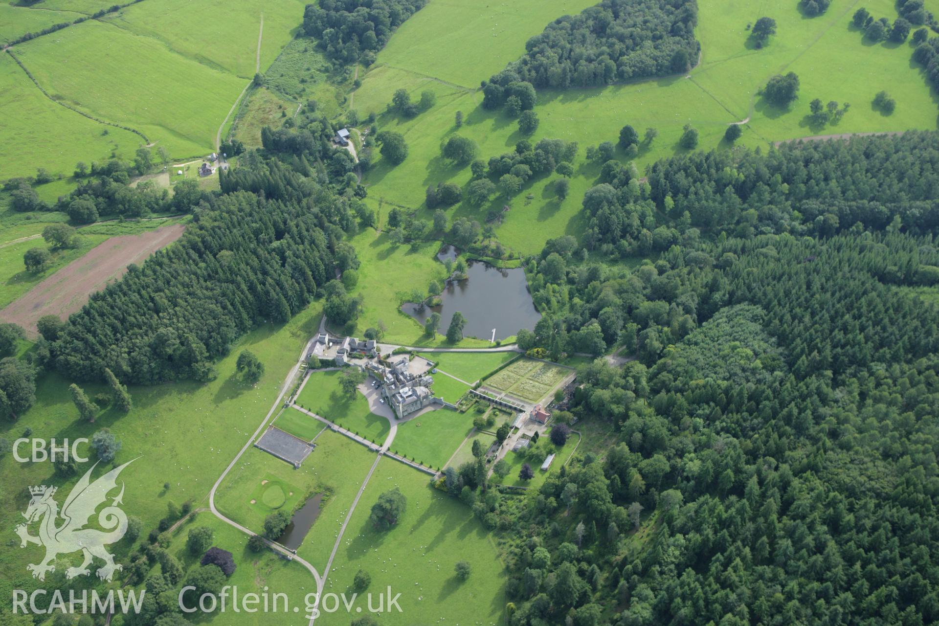 RCAHMW colour oblique aerial photograph of Stanage Park House. Taken on 09 July 2007 by Toby Driver