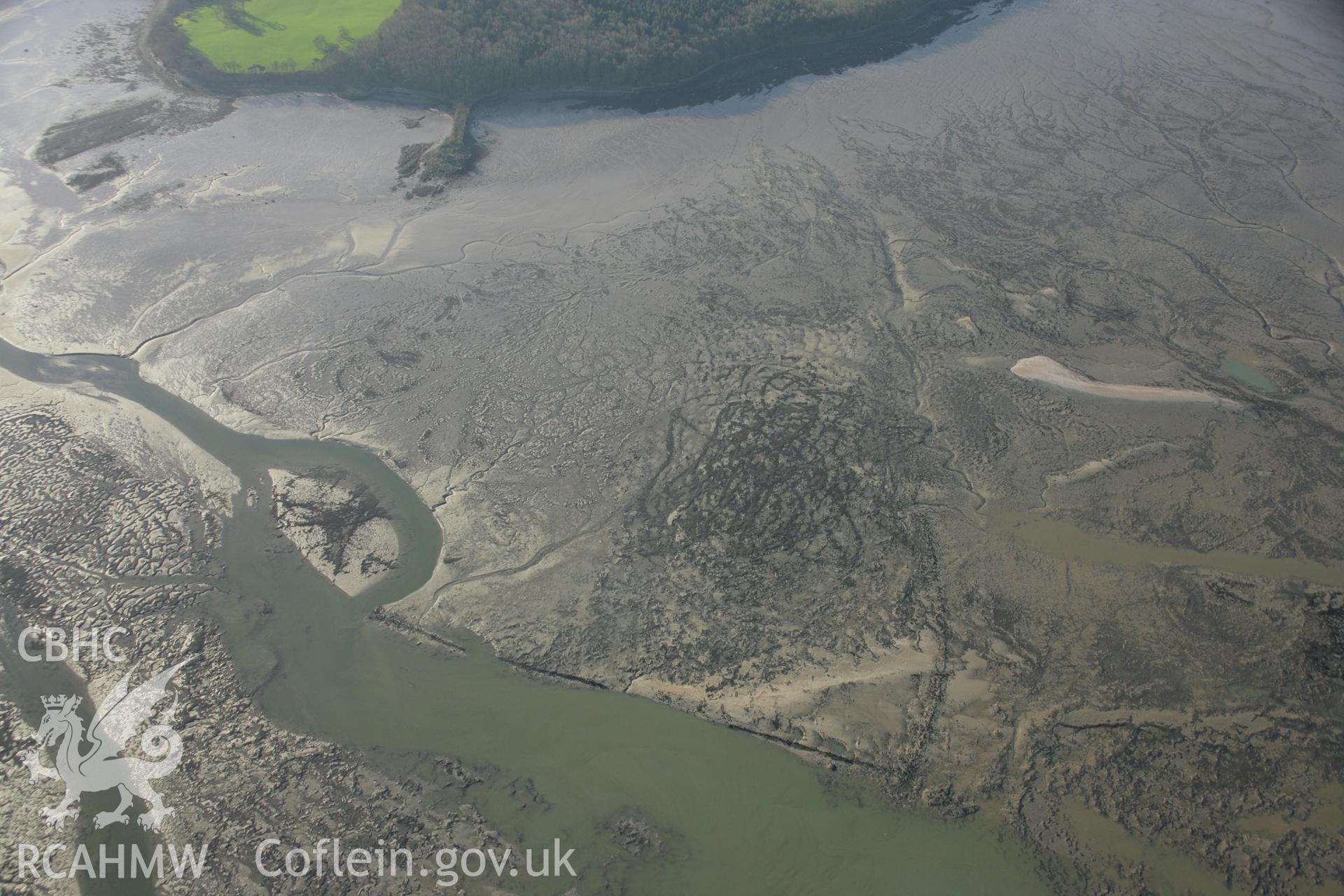 RCAHMW colour oblique aerial photograph showing view of Ogwen Fish Weir. Taken on 25 January 2007 by Toby Driver