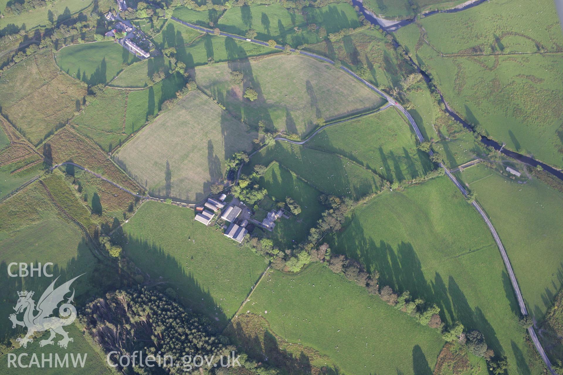 RCAHMW colour oblique aerial photograph of Caer Gai Roman Military Settlement. Taken on 06 September 2007 by Toby Driver