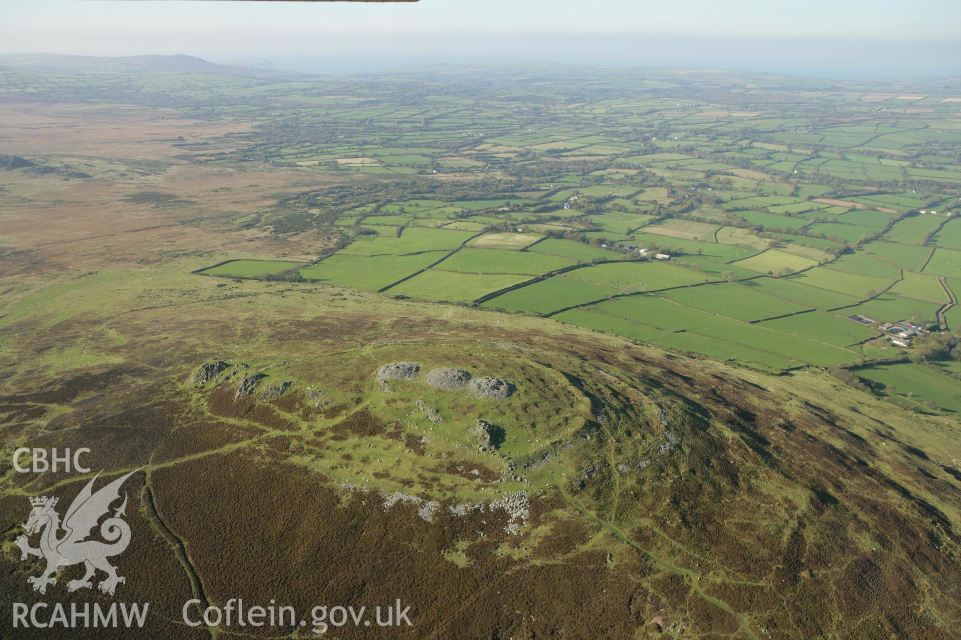 RCAHMW colour oblique photograph of Foel Drygarn;Moel Trigarn;Foel Trigarn. Taken by Toby Driver on 23/10/2007.