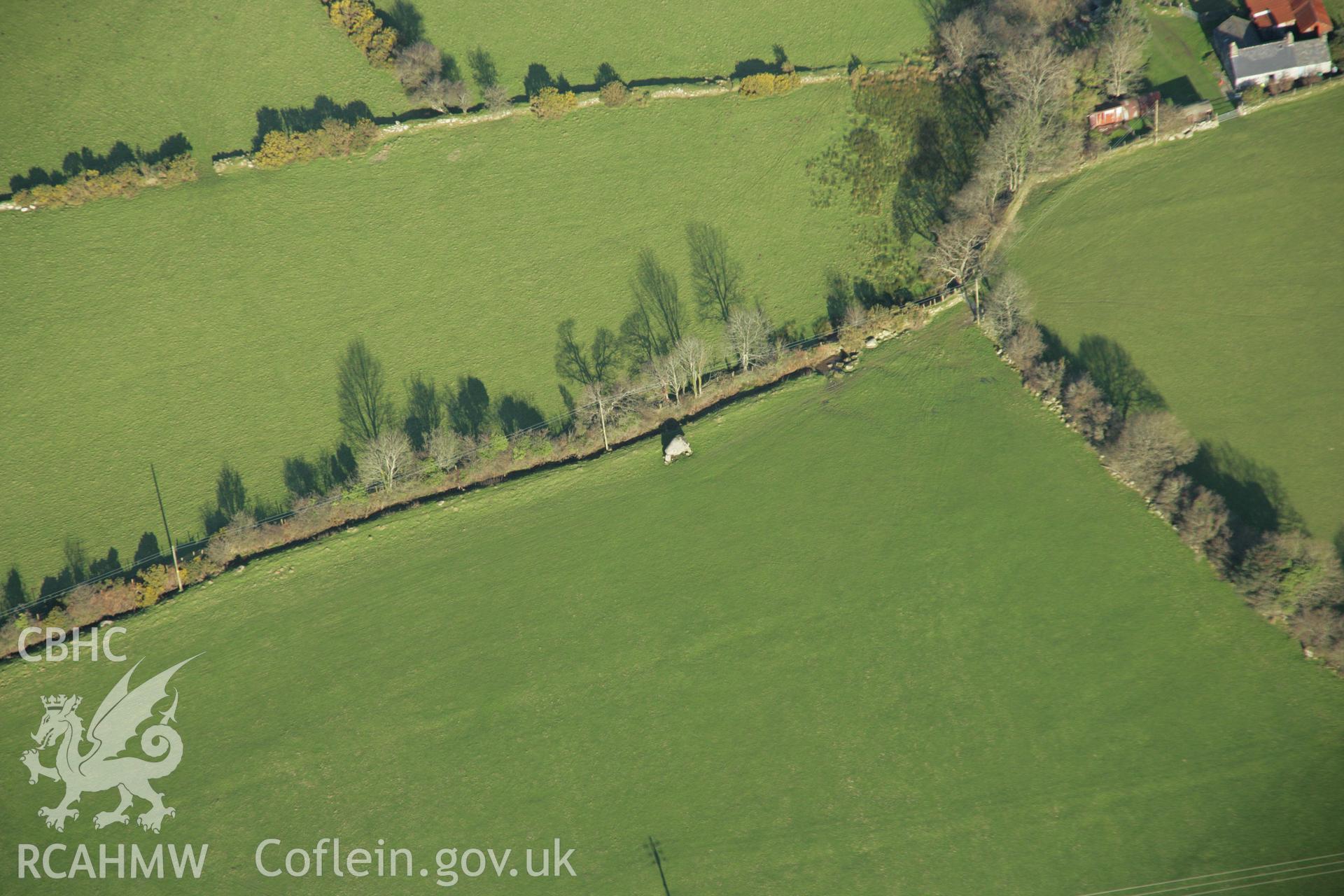 RCAHMW colour oblique aerial photograph of Cefn-Isaf Burial Chamber. Taken on 25 January 2007 by Toby Driver