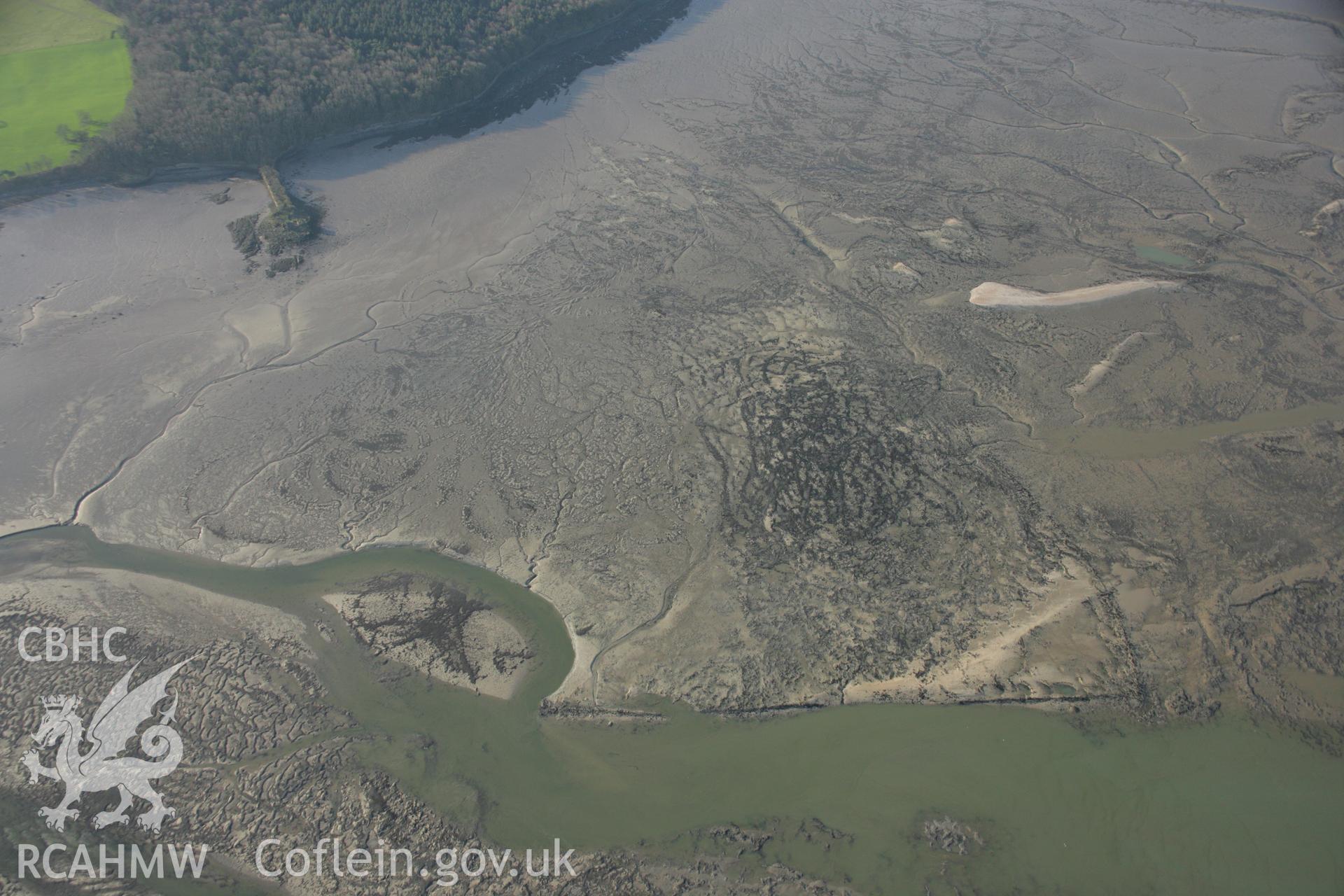 RCAHMW colour oblique aerial photograph showing view of Ogwen Fish Weir. Taken on 25 January 2007 by Toby Driver