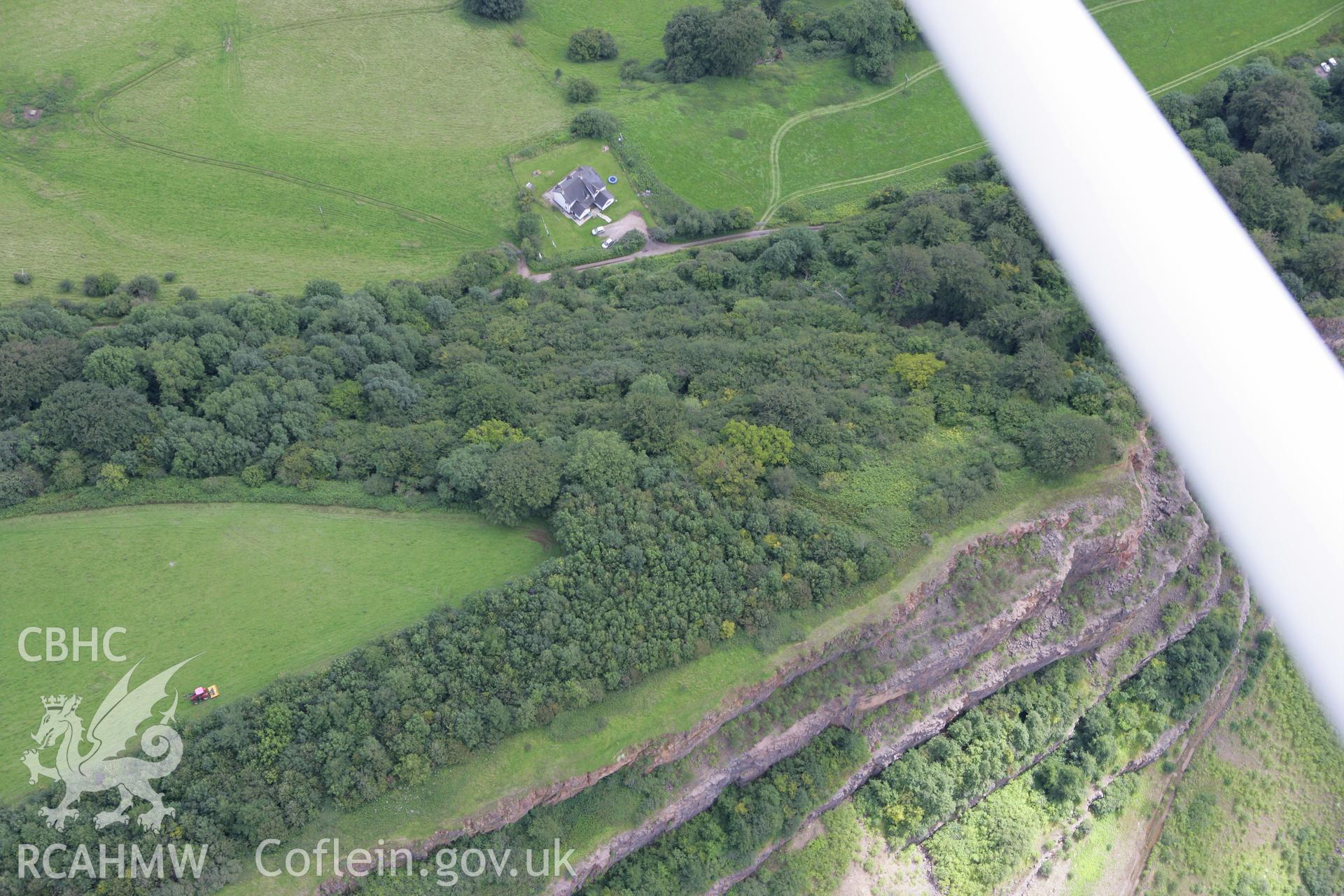 RCAHMW colour oblique aerial photograph of a possible mound to the north-east of Lower Machen. Taken on 30 July 2007 by Toby Driver