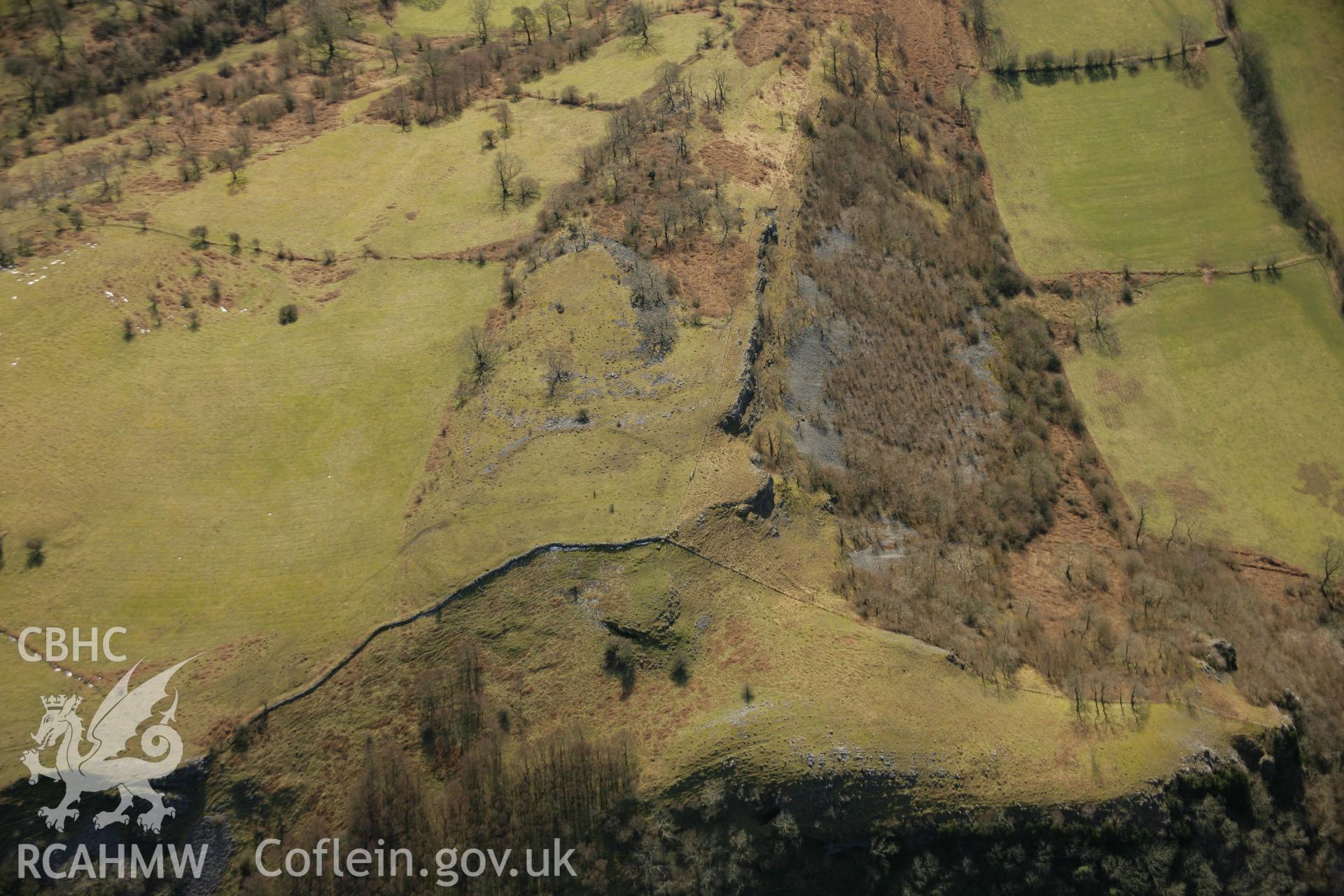 RCAHMW colour oblique aerial photograph of Craig-y-Rhiwarth Hillfort. Taken on 21 March 2007 by Toby Driver