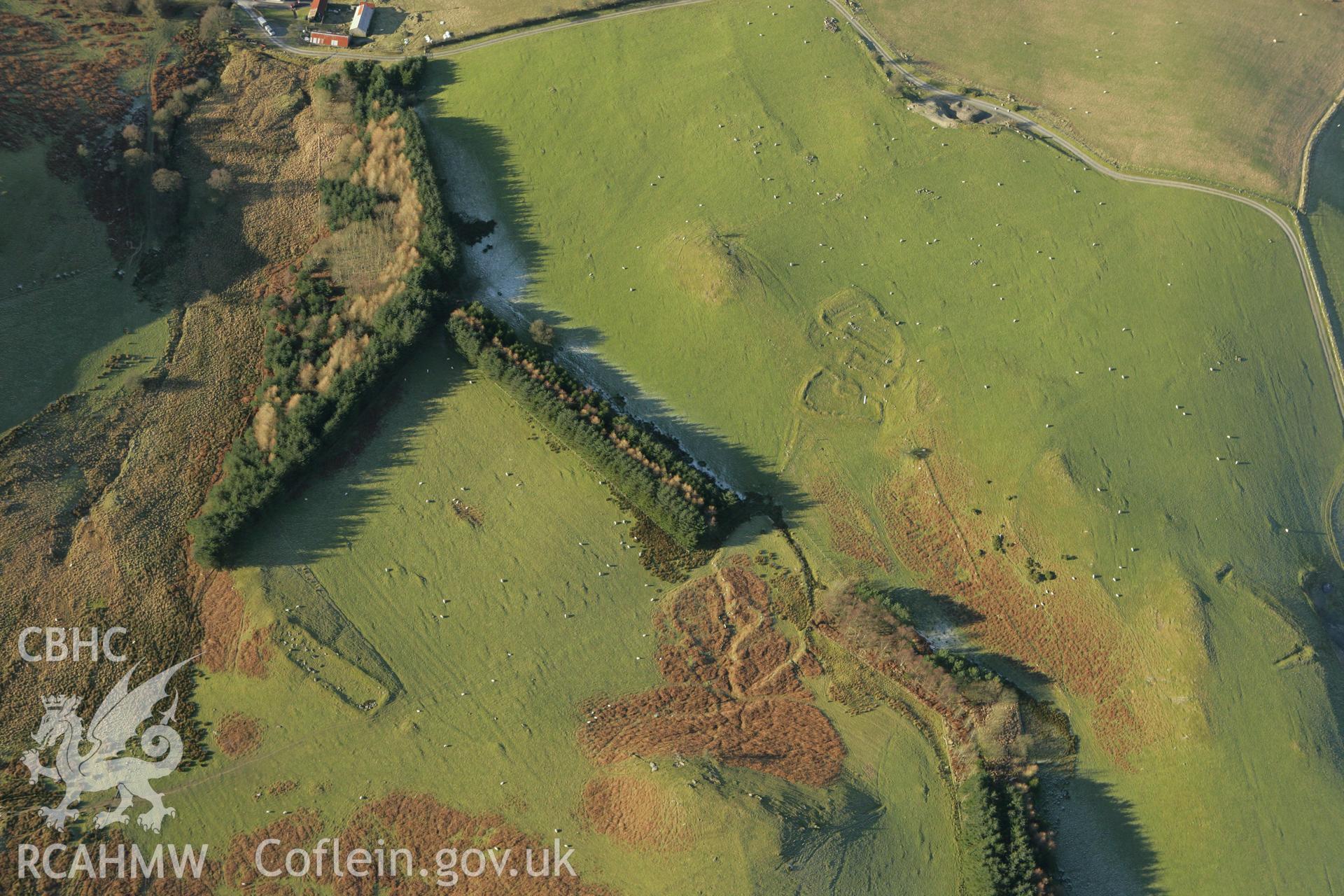 RCAHMW colour oblique photograph of the Troed y Rhiw landscape. Taken by Toby Driver on 20/12/2007.