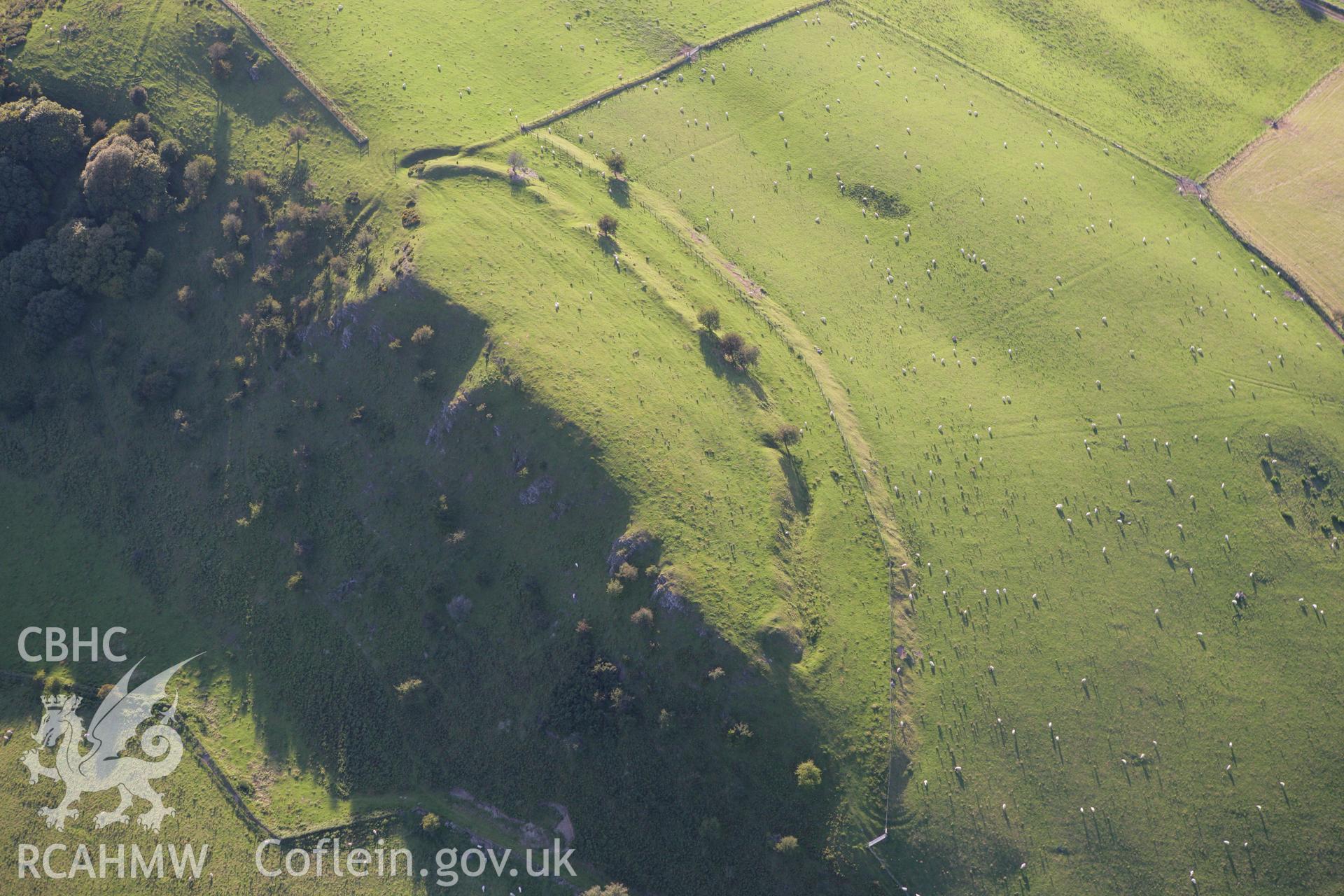 RCAHMW colour oblique aerial photograph of Gaer Fawr. Taken on 08 August 2007 by Toby Driver