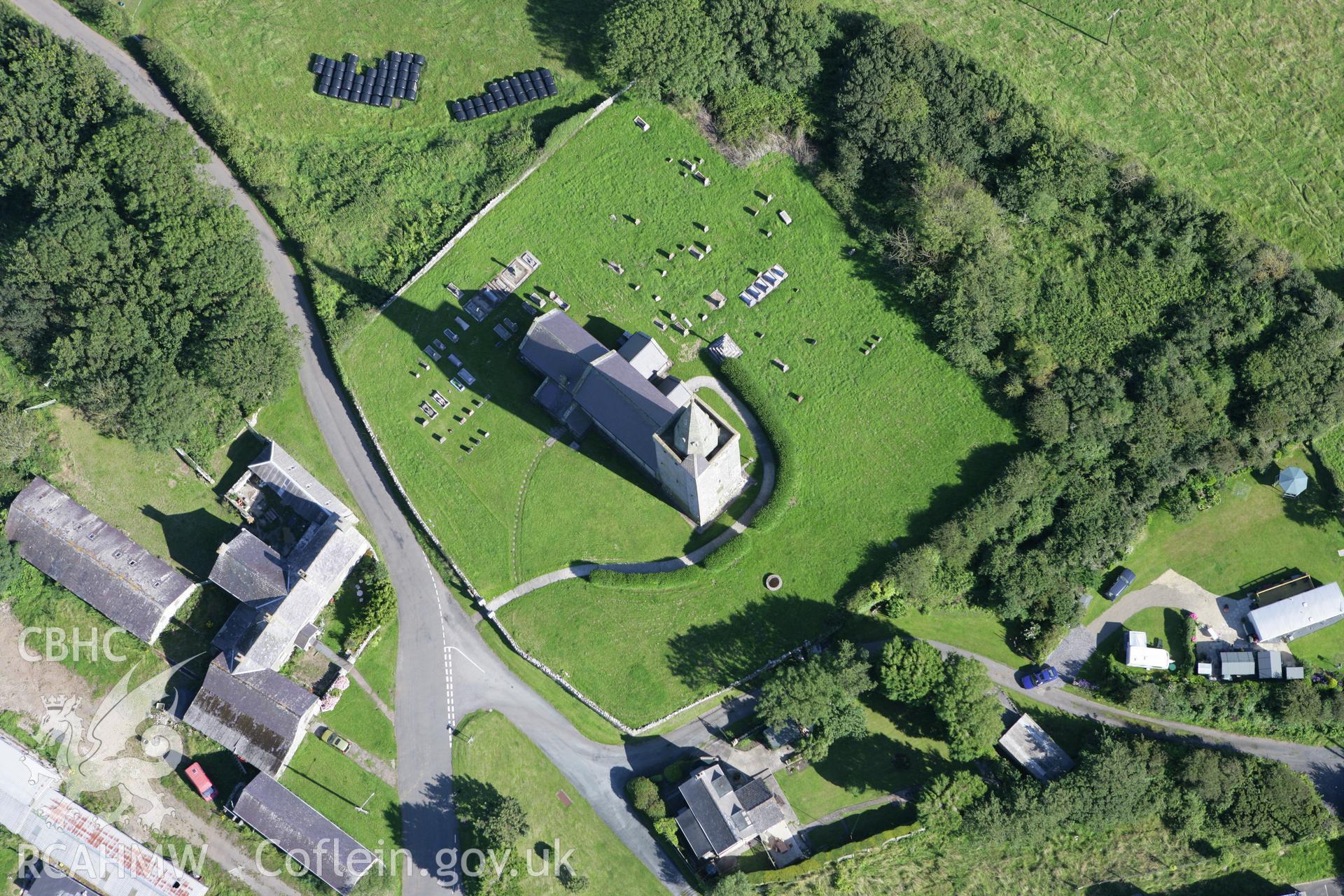 RCAHMW colour oblique aerial photograph of St Mary's Church, Warren. Taken on 30 July 2007 by Toby Driver