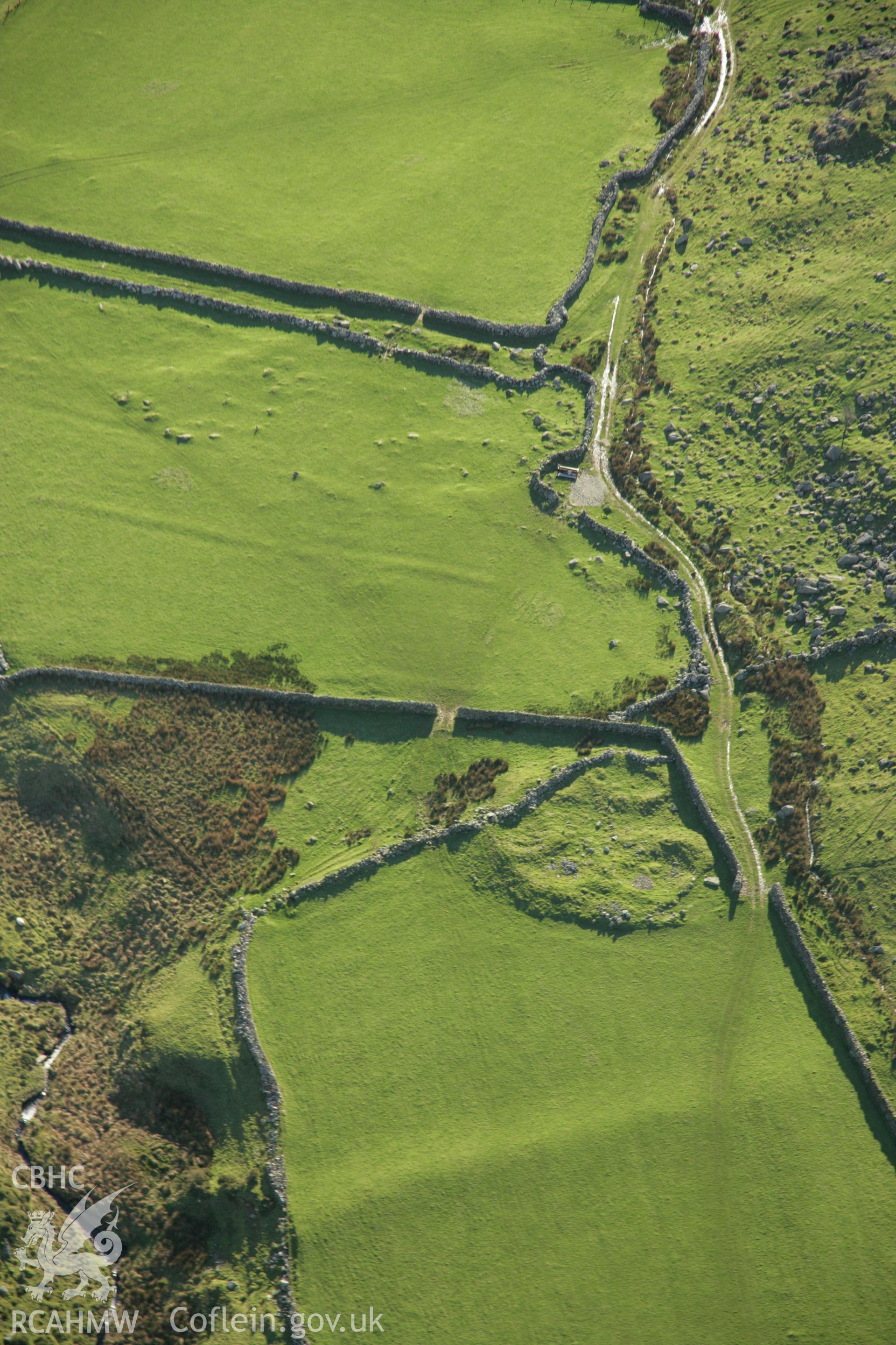 RCAHMW colour oblique aerial photograph of Cwm-Ceiliog Settlement. Taken on 25 January 2007 by Toby Driver