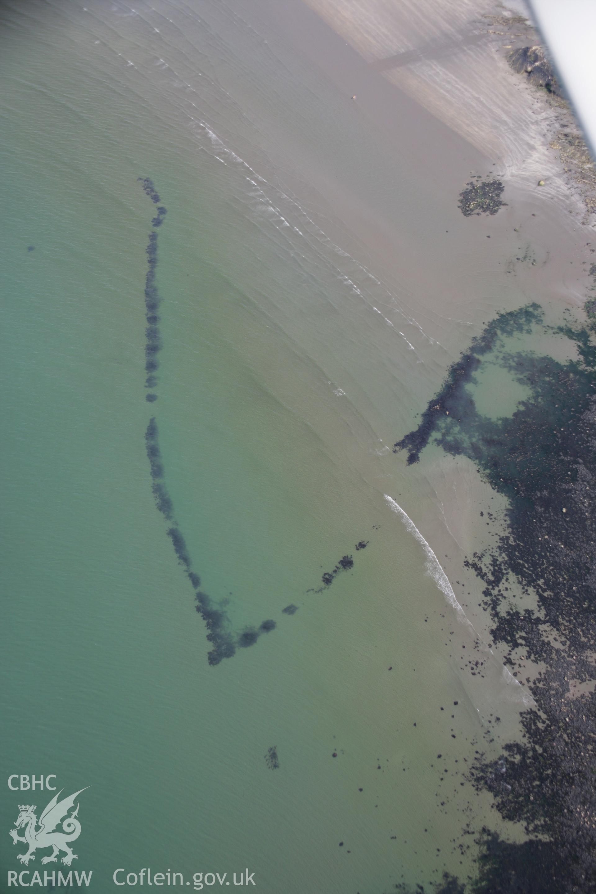 RCAHMW colour oblique aerial photograph of Poppit Fish Trap, dated  01 August 2007.