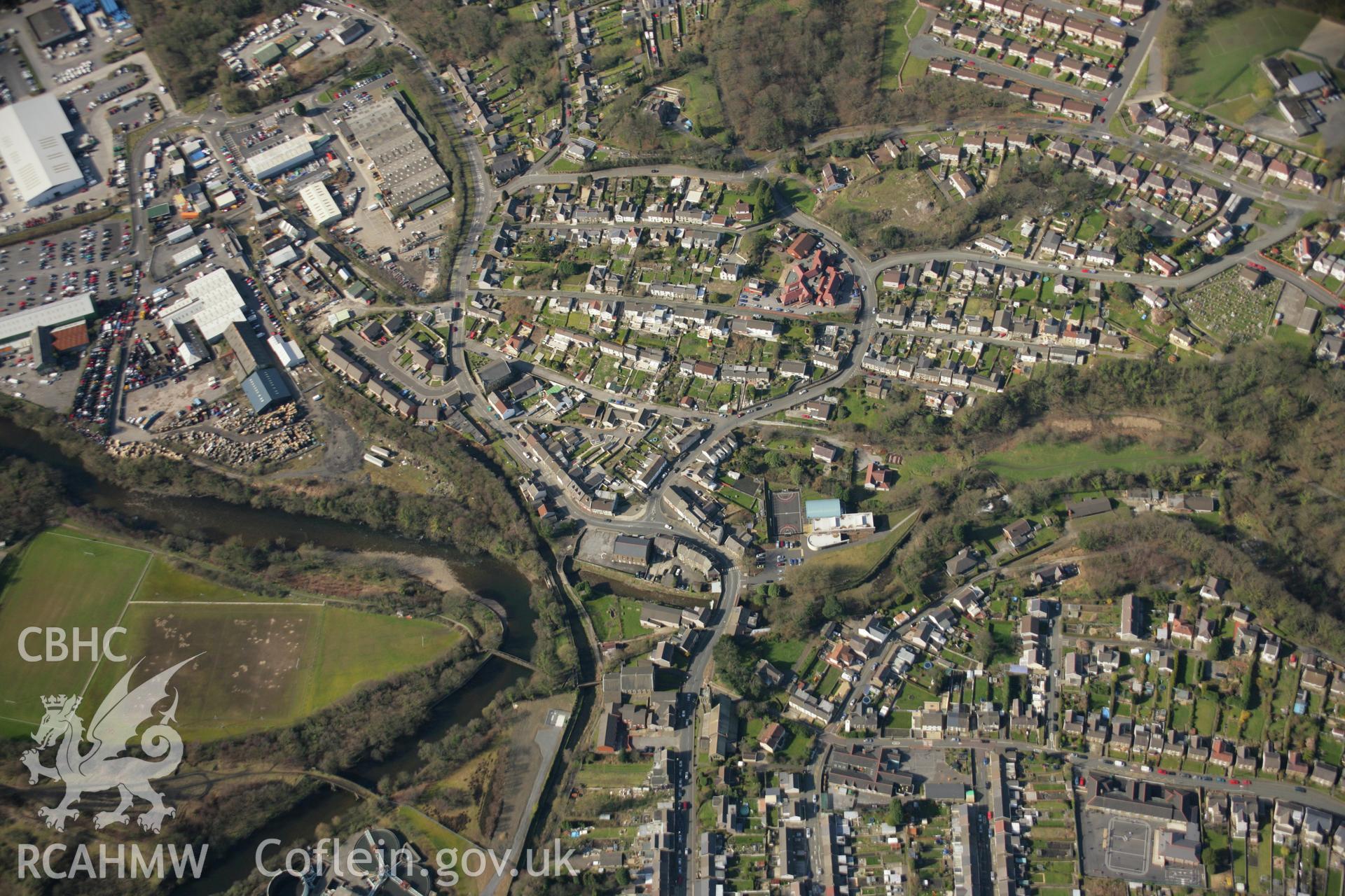 RCAHMW colour oblique aerial photograph of Lower Clydach Aqueduct, Swansea Canal. Taken on 21 March 2007 by Toby Driver