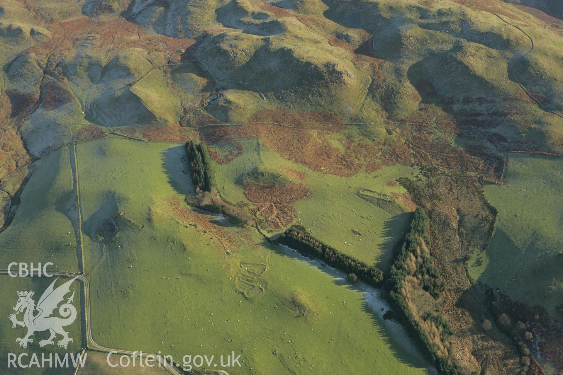 RCAHMW colour oblique photograph of the Troed y Rhiw landscape. Taken by Toby Driver on 20/12/2007.