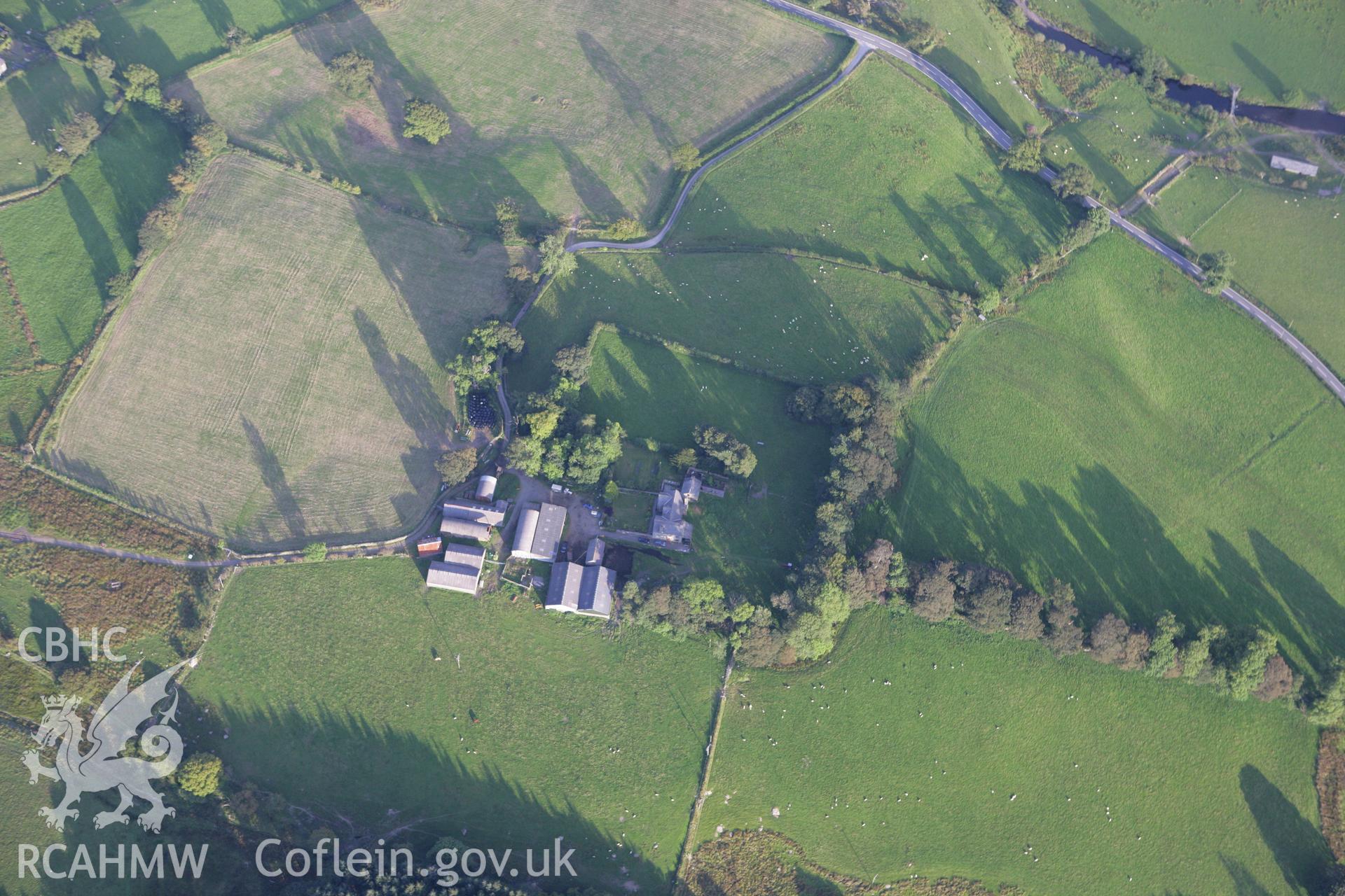 RCAHMW colour oblique aerial photograph of Caer Gai Roman Military Settlement. Taken on 06 September 2007 by Toby Driver