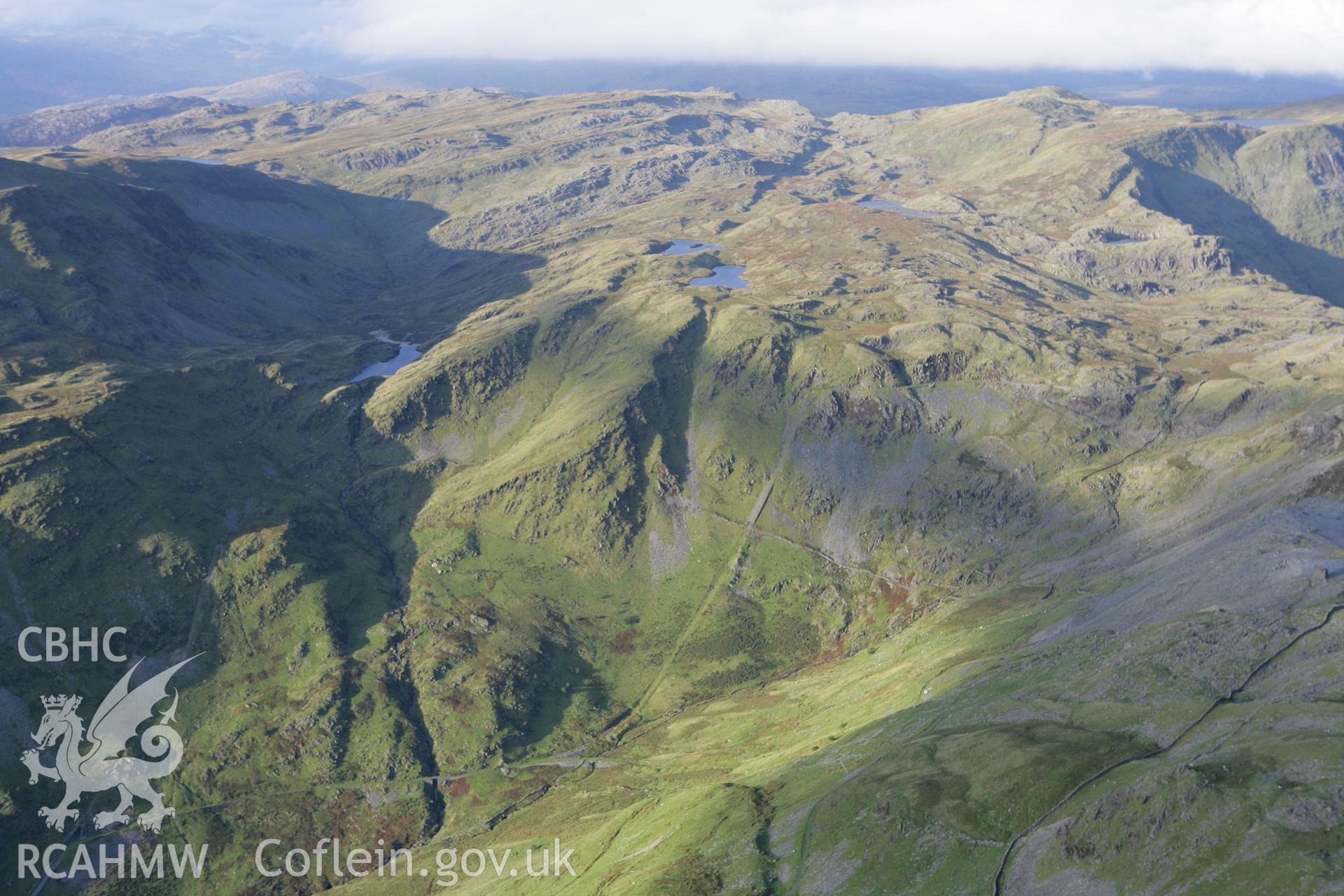 RCAHMW colour oblique aerial photograph of Bwlch-y-Rhosydd Tramway (including Incline). Taken on 06 September 2007 by Toby Driver