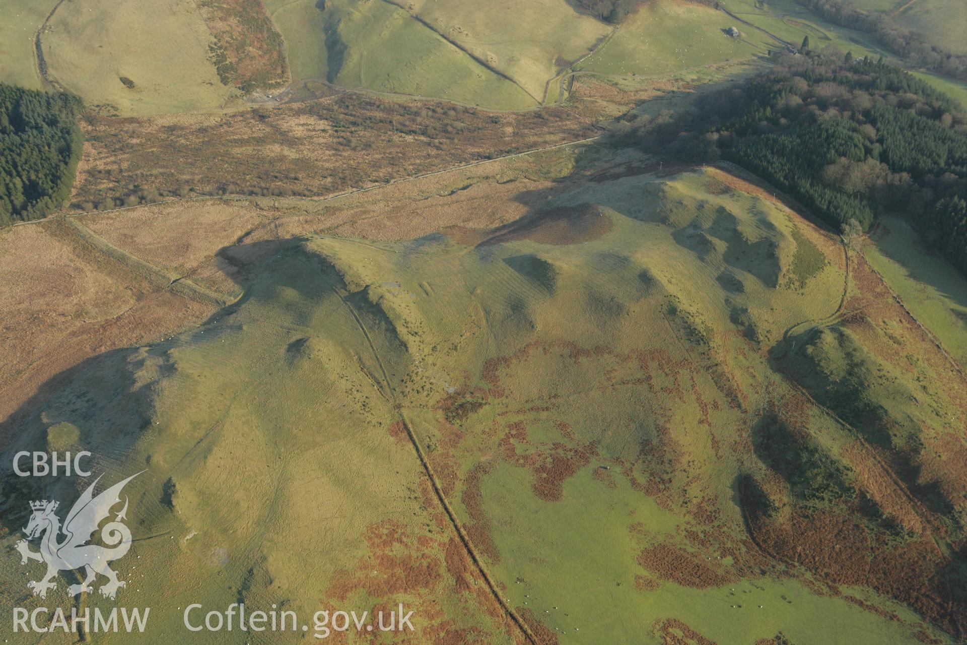 RCAHMW colour oblique photograph of Nant Crafanglach pillow mounds. Taken by Toby Driver on 20/12/2007.