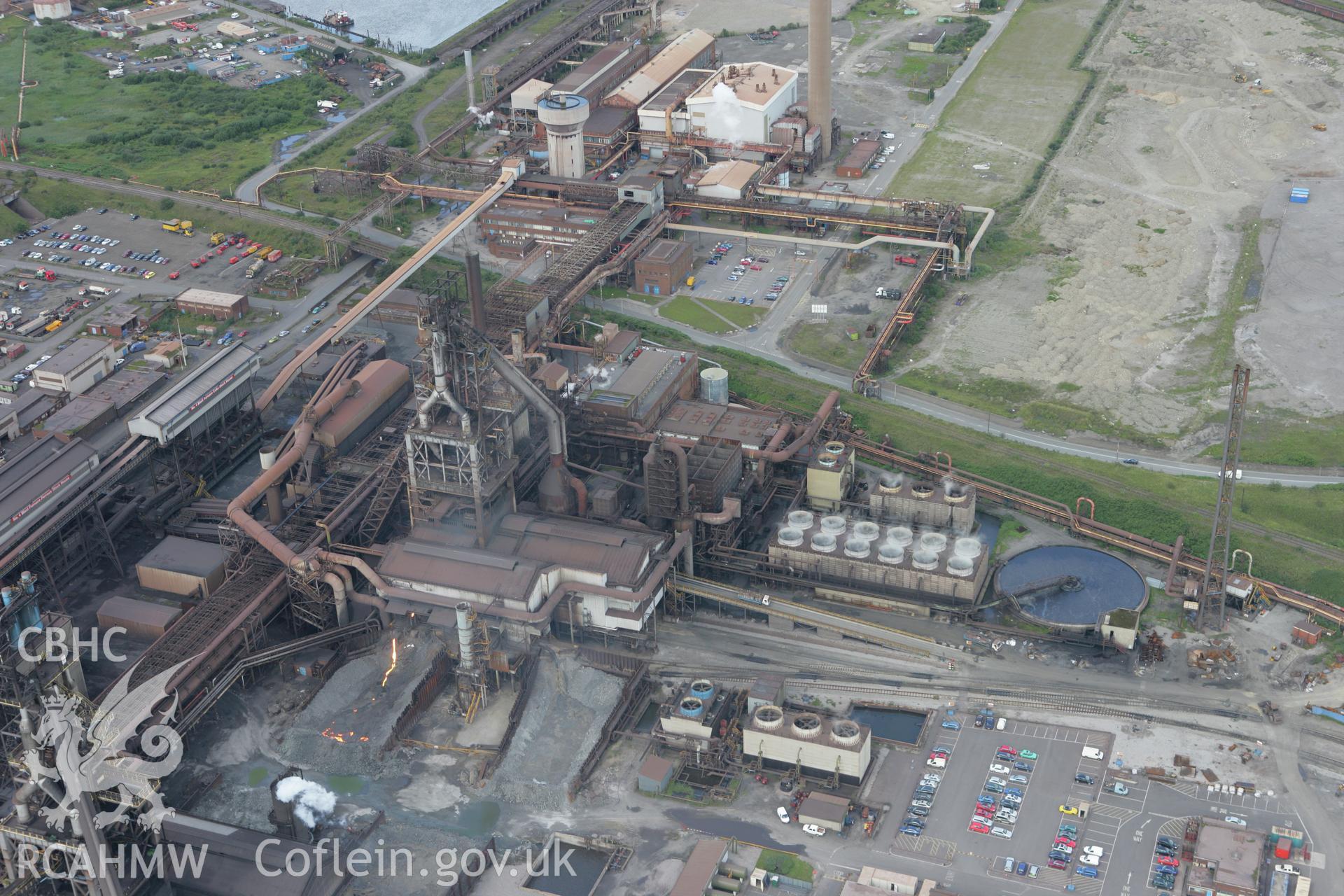 RCAHMW colour oblique aerial photograph of Margam Steelworks. Taken on 30 July 2007 by Toby Driver