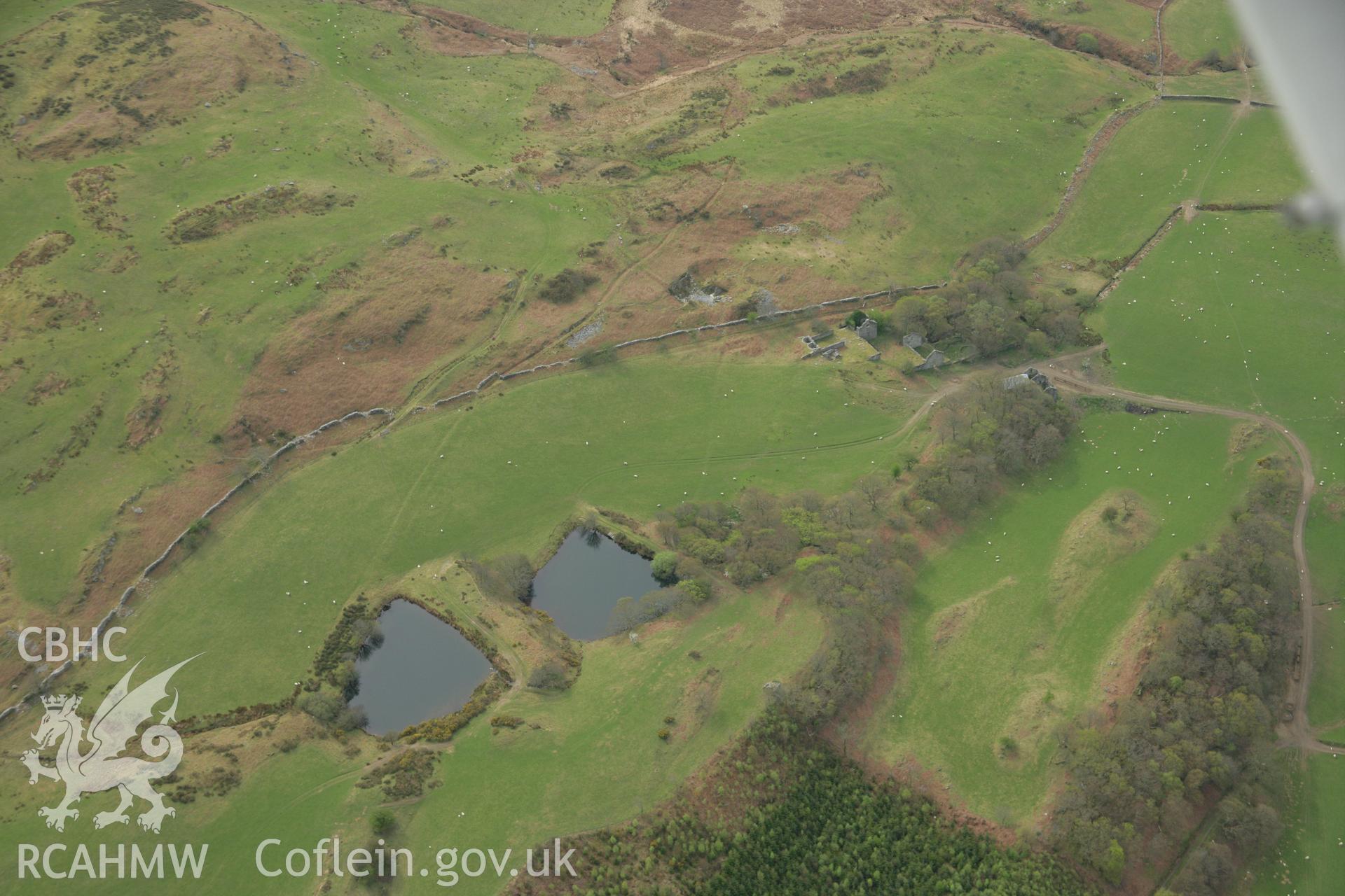 RCAHMW colour oblique aerial photograph of Bryndyfi Lead Mine. Taken on 17 April 2007 by Toby Driver