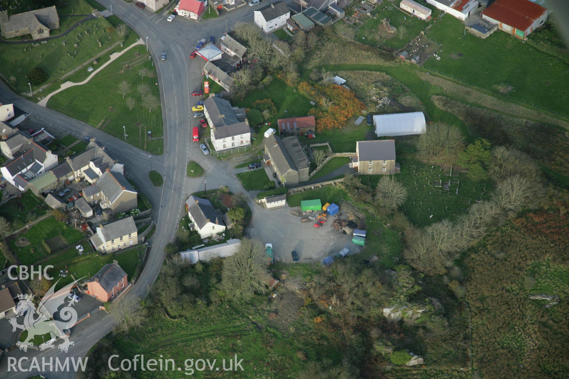 RCAHMW colour oblique photograph of Castell Maenclochog, site of excavations. Taken by Toby Driver on 06/11/2007.