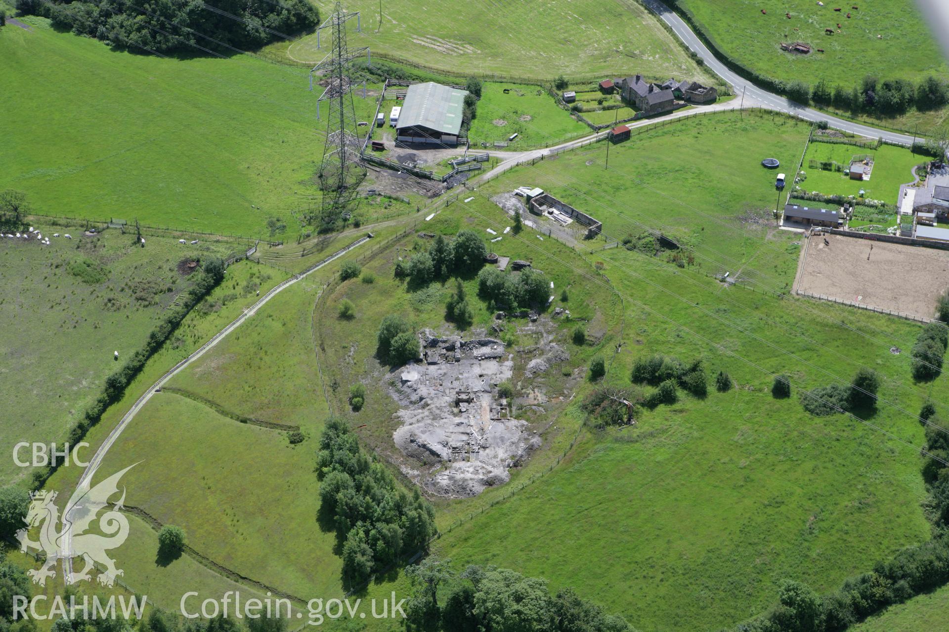 RCAHMW colour oblique aerial photograph of New Minera Lead Mine, Minera. Taken on 24 July 2007 by Toby Driver