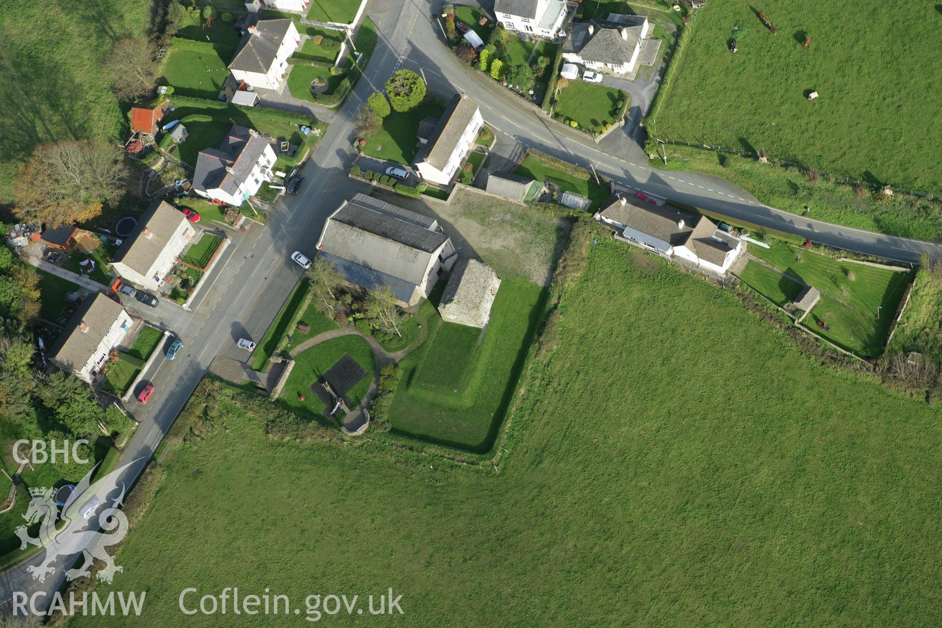 RCAHMW colour oblique photograph of Hospital of St. Mary the Virgin, St. Thomas the Martyr and Edward the King, Llawhaden. Taken by Toby Driver on 06/11/2007.