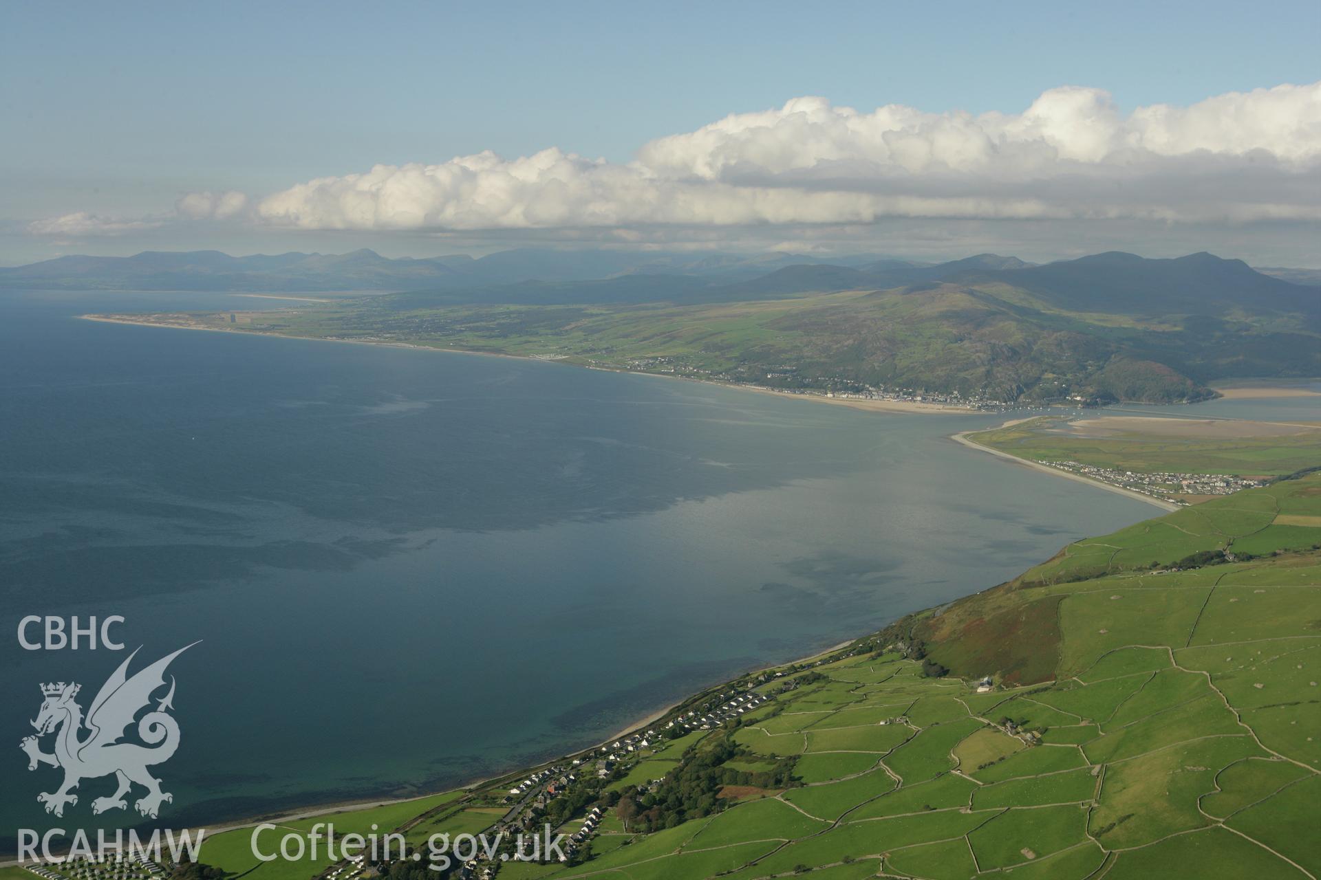 RCAHMW colour oblique aerial photograph of the landscape to the north from Llwyngwril. Taken on 06 September 2007 by Toby Driver