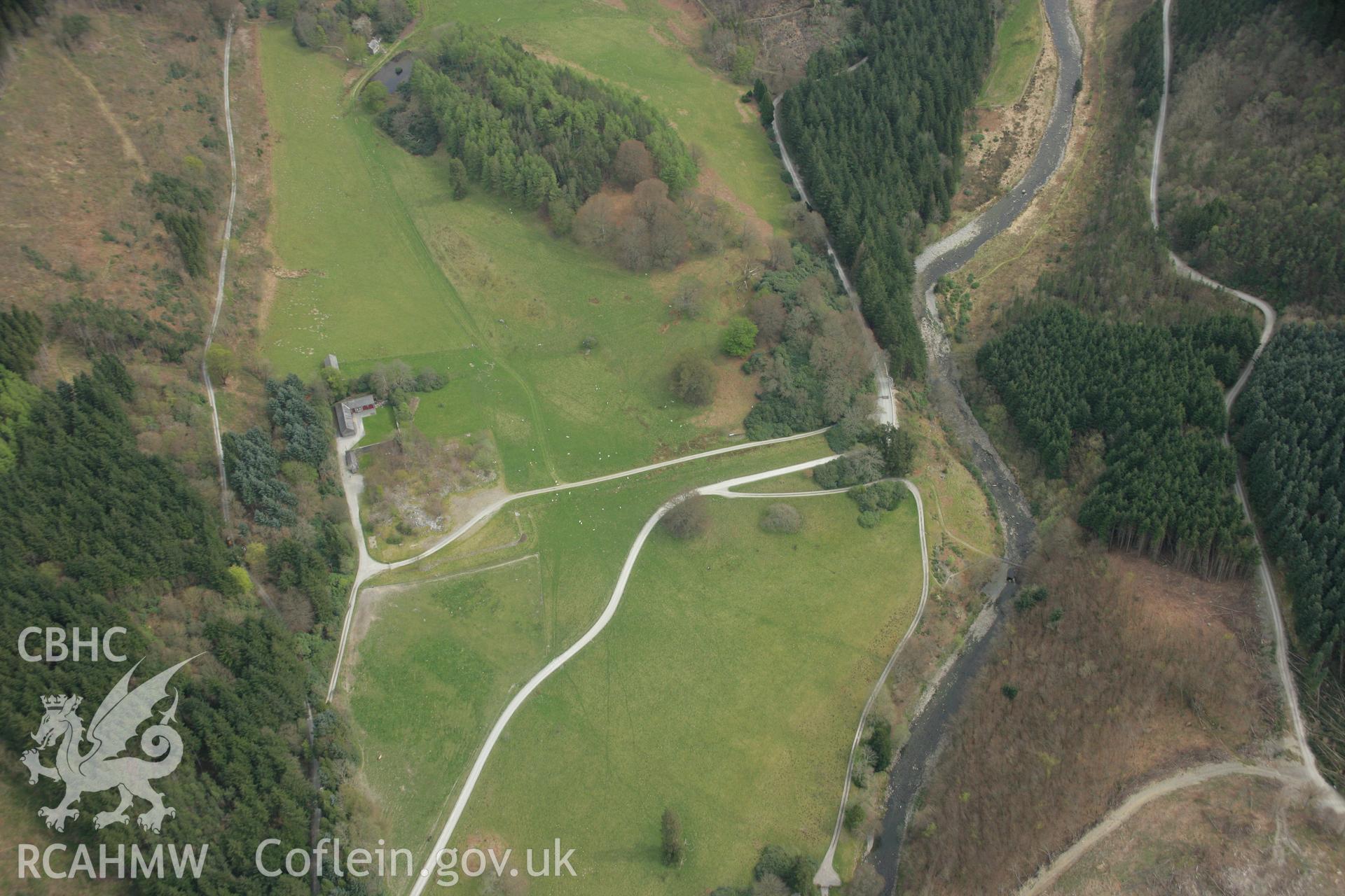 RCAHMW colour oblique aerial photograph of Hafod Uchtryd Mansion, Pontrhydygroes. Taken on 17 April 2007 by Toby Driver