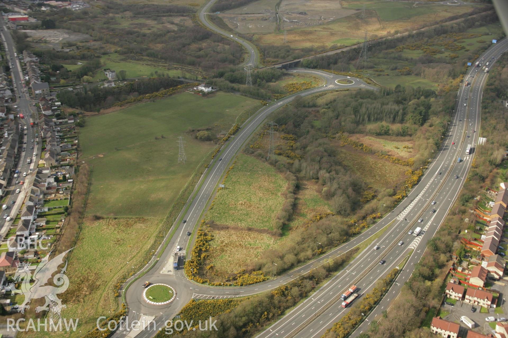 RCAHMW colour oblique aerial photograph of Gwernllwynchwith Colliery, Llansamlet. Taken on 16 March 2007 by Toby Driver