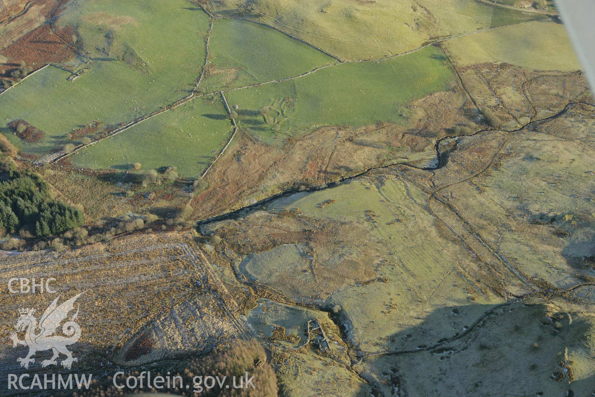 RCAHMW colour oblique photograph of Blaen Glasffrwd, showing settlement I from the south-west. Taken by Toby Driver on 20/12/2007.