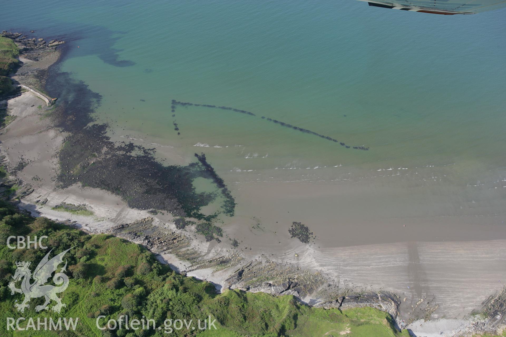 RCAHMW colour oblique aerial photograph of Poppit Fish Trap, dated  01 August 2007.