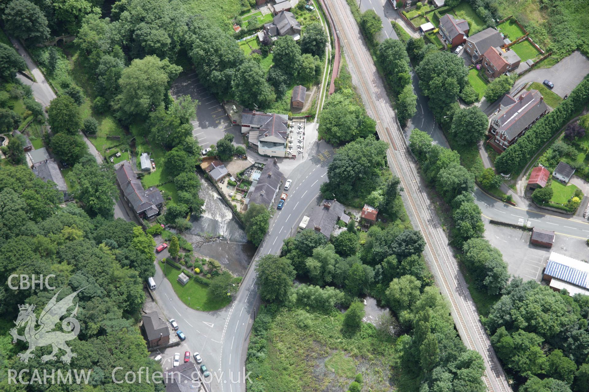 RCAHMW colour oblique aerial photograph of Caergwrle Bridge. Taken on 24 July 2007 by Toby Driver