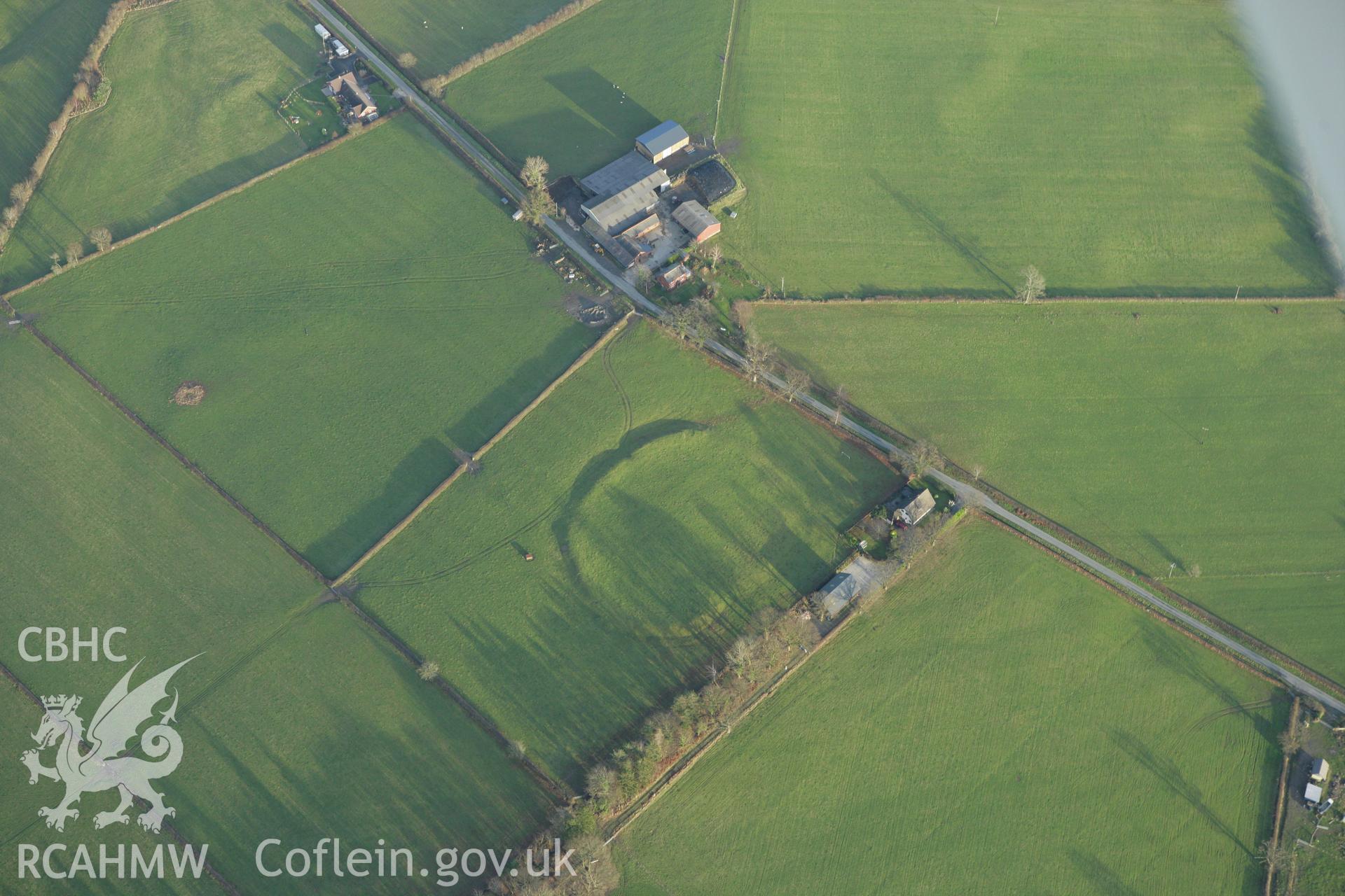 RCAHMW colour oblique photograph of Gwynfynydd enclosure;Gwyn-fynydd. Taken by Toby Driver on 11/12/2007.