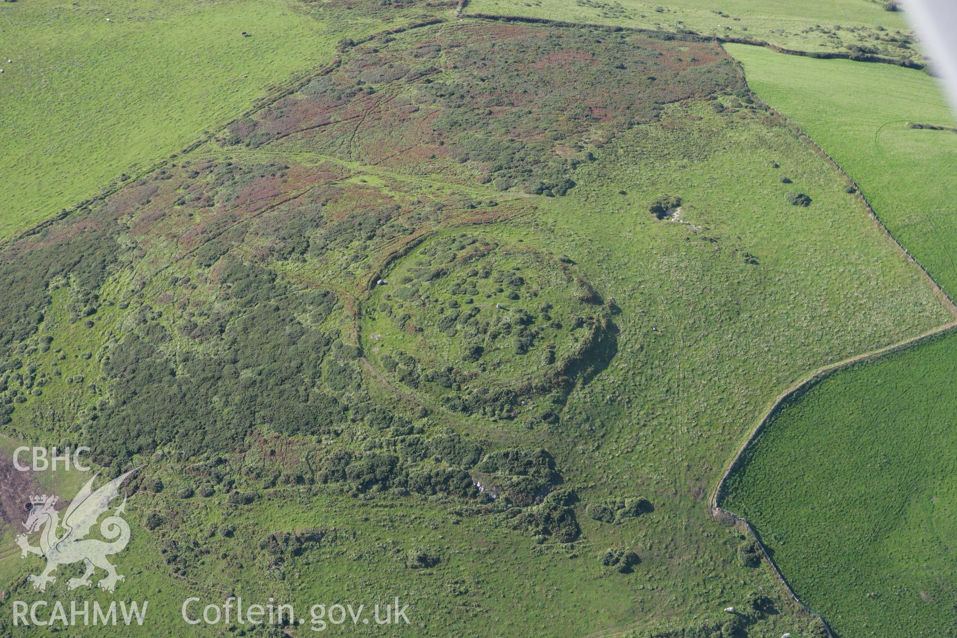 RCAHMW colour oblique aerial photograph of Castell Odo. Taken on 06 September 2007 by Toby Driver