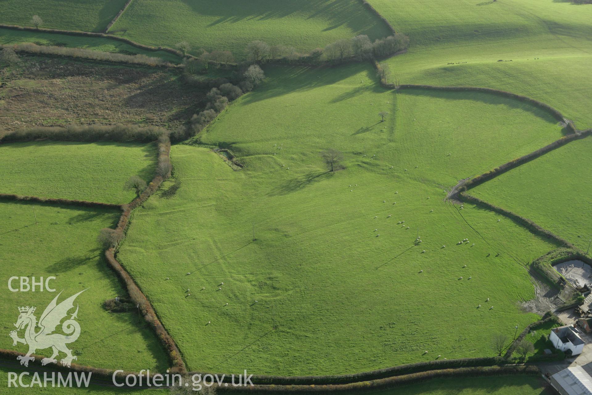 RCAHMW colour oblique photograph of Maesgwyn, deserted rural settlement earthworks. Taken by Toby Driver on 29/11/2007.