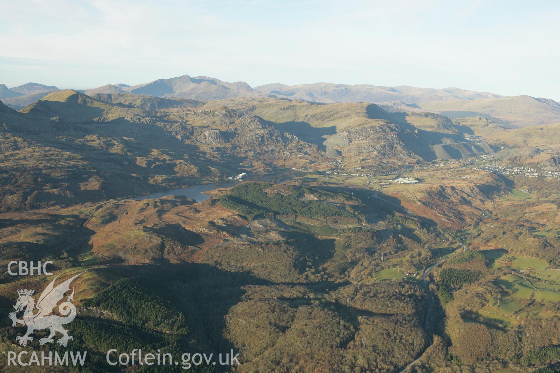 RCAHMW colour oblique photograph of Tanygrisiau landscape from the south. Taken by Toby Driver on 20/12/2007.